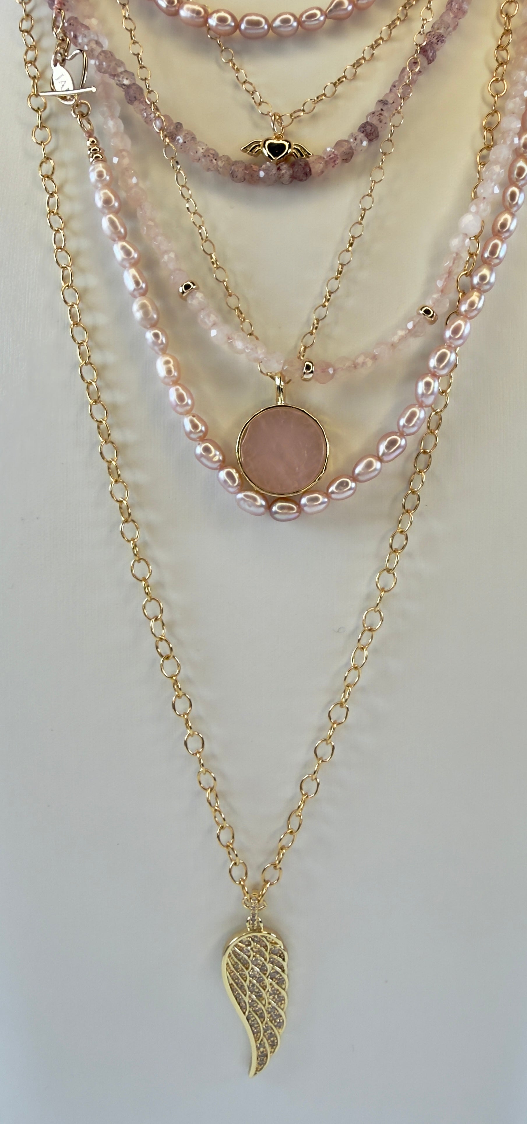 The Vera - Gold and Rose Quartz Medallion Necklace