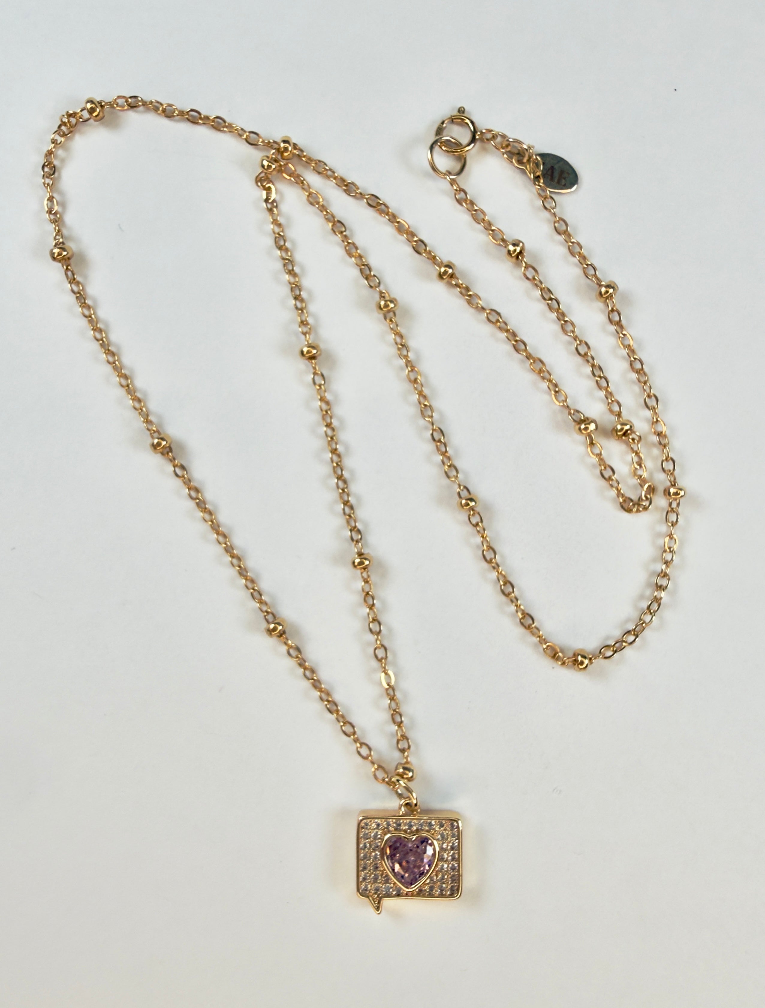 The Grace - Gold Station Bead with "Heart Text" Necklace