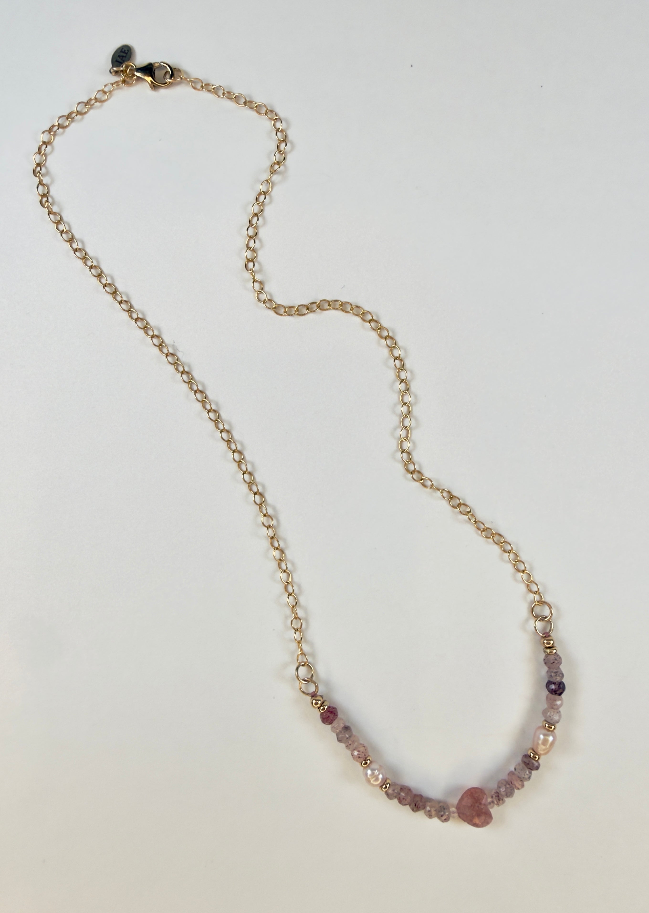 The Emma Rose - Gold with a Strawberry Quartz and Pink Pearls Necklace