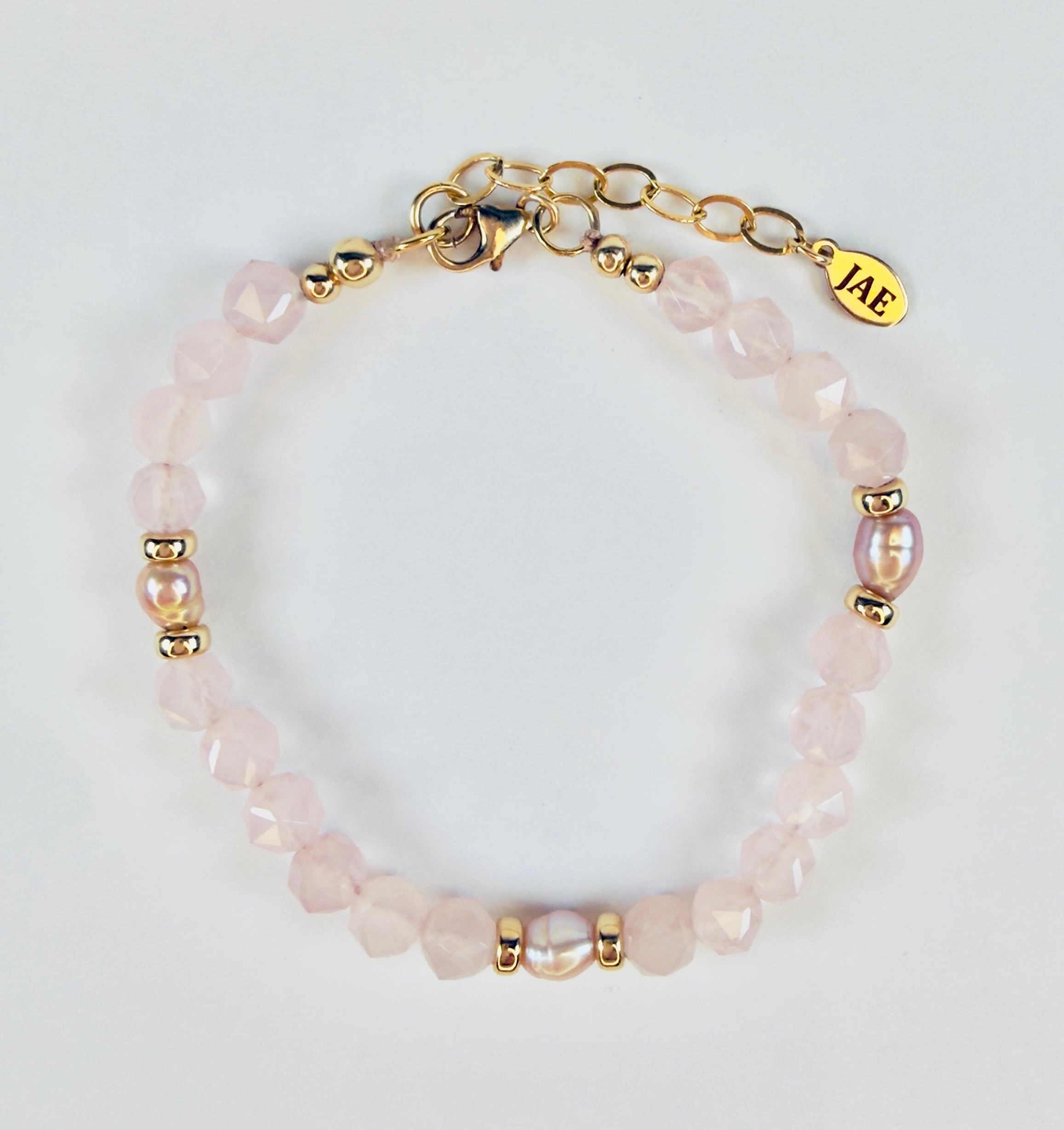 The Rose - Rose Quartz with Gold and Pearl Accent Beads Bracelet