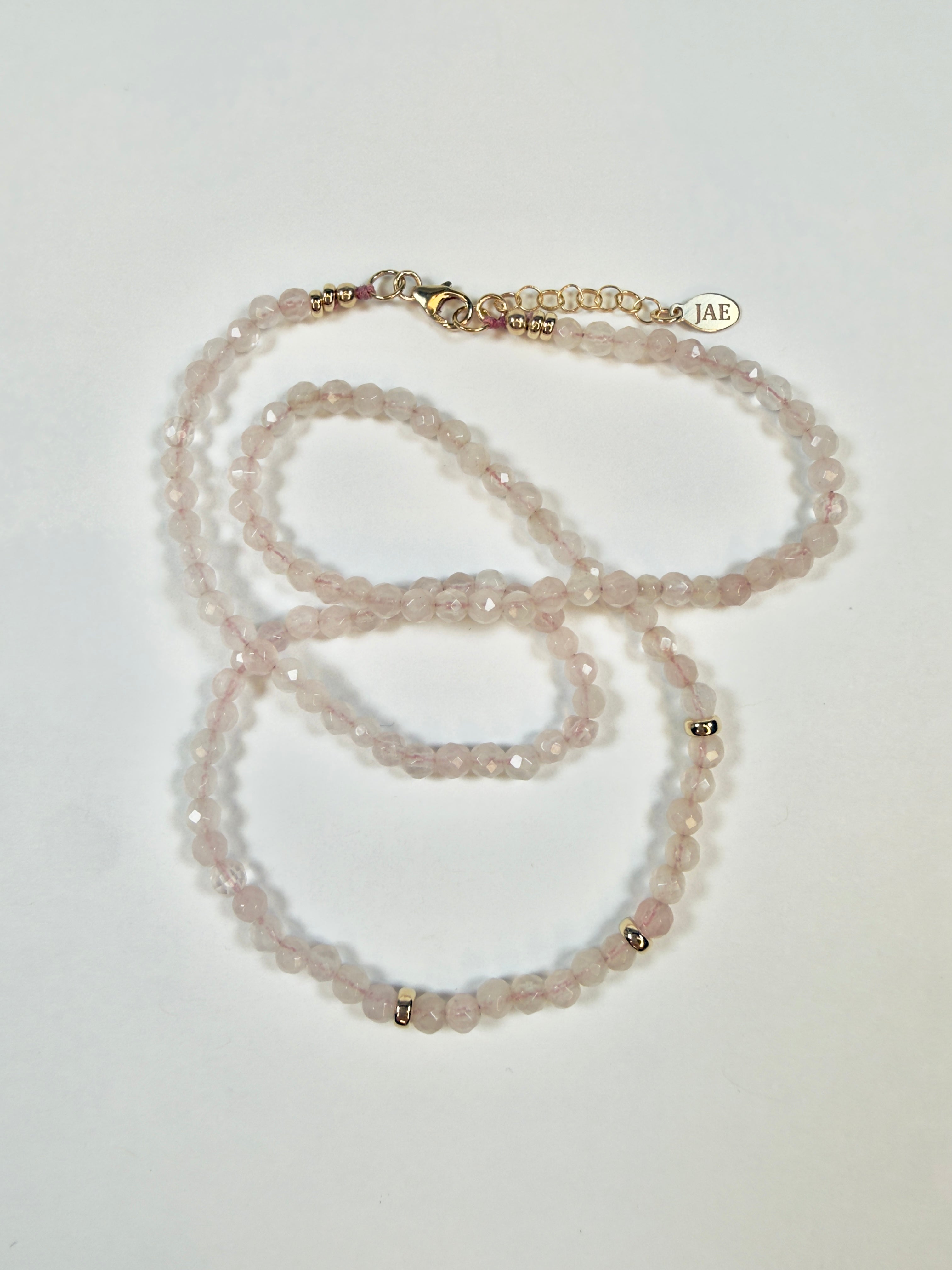 The Jenny - Rose Quartz with Gold Accents Necklace "One of a Kind"