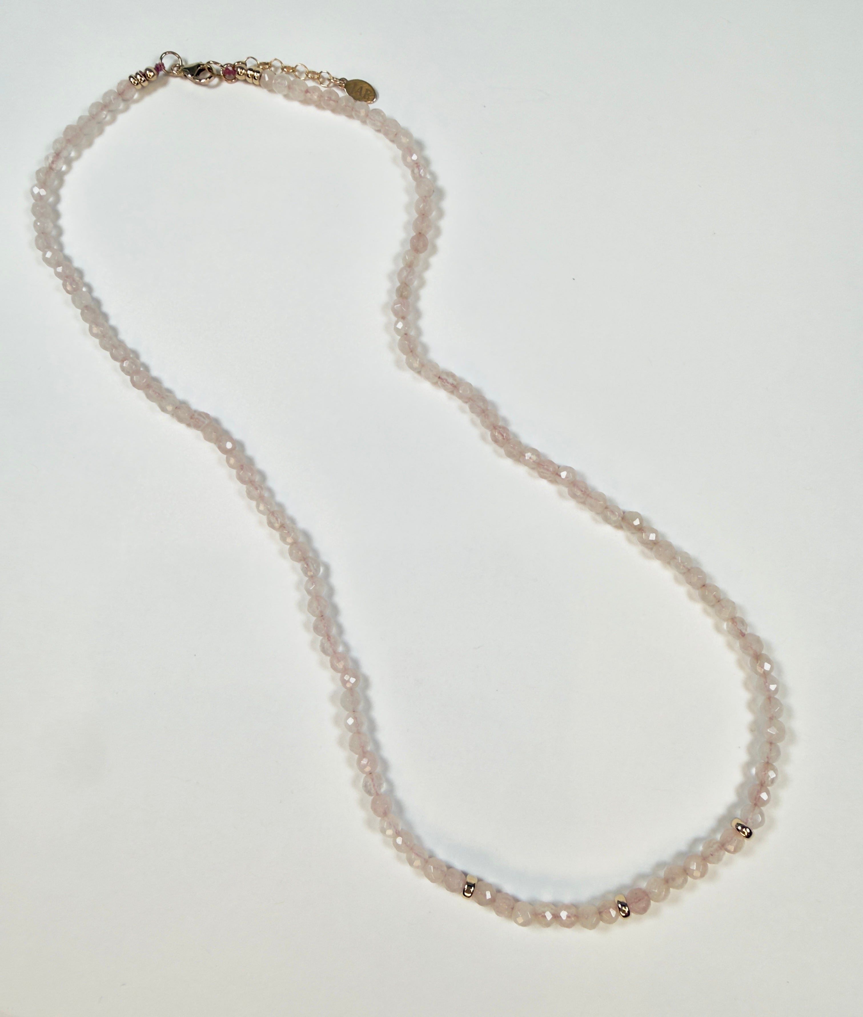 The Jenny - Rose Quartz with Gold Accents Necklace "One of a Kind"
