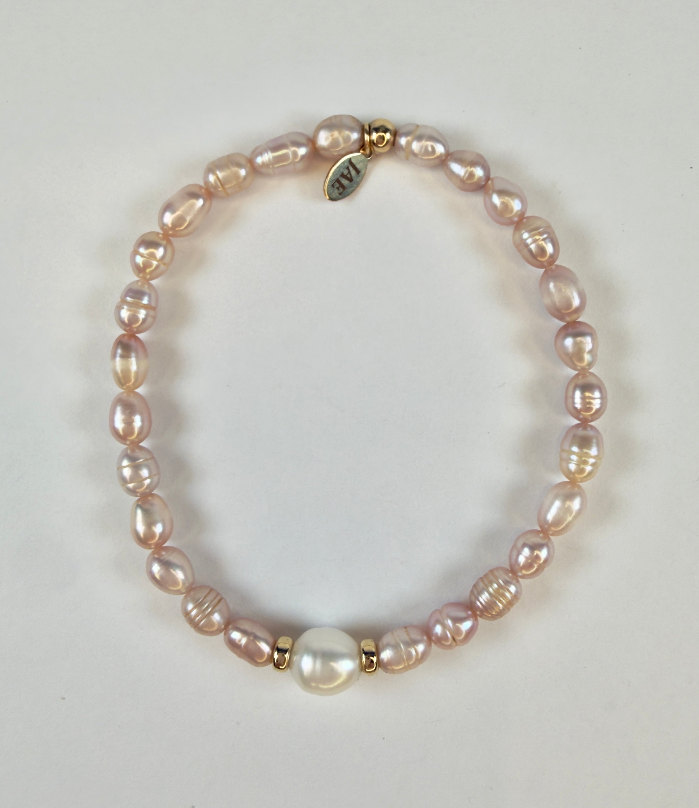 The Evie - Light Pink Freshwater Pearl Bracelet (Slip-on Style)