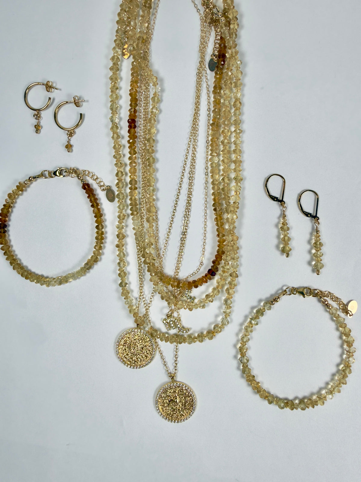 The Banda - Citrine Beaded Drop Leverback Earring