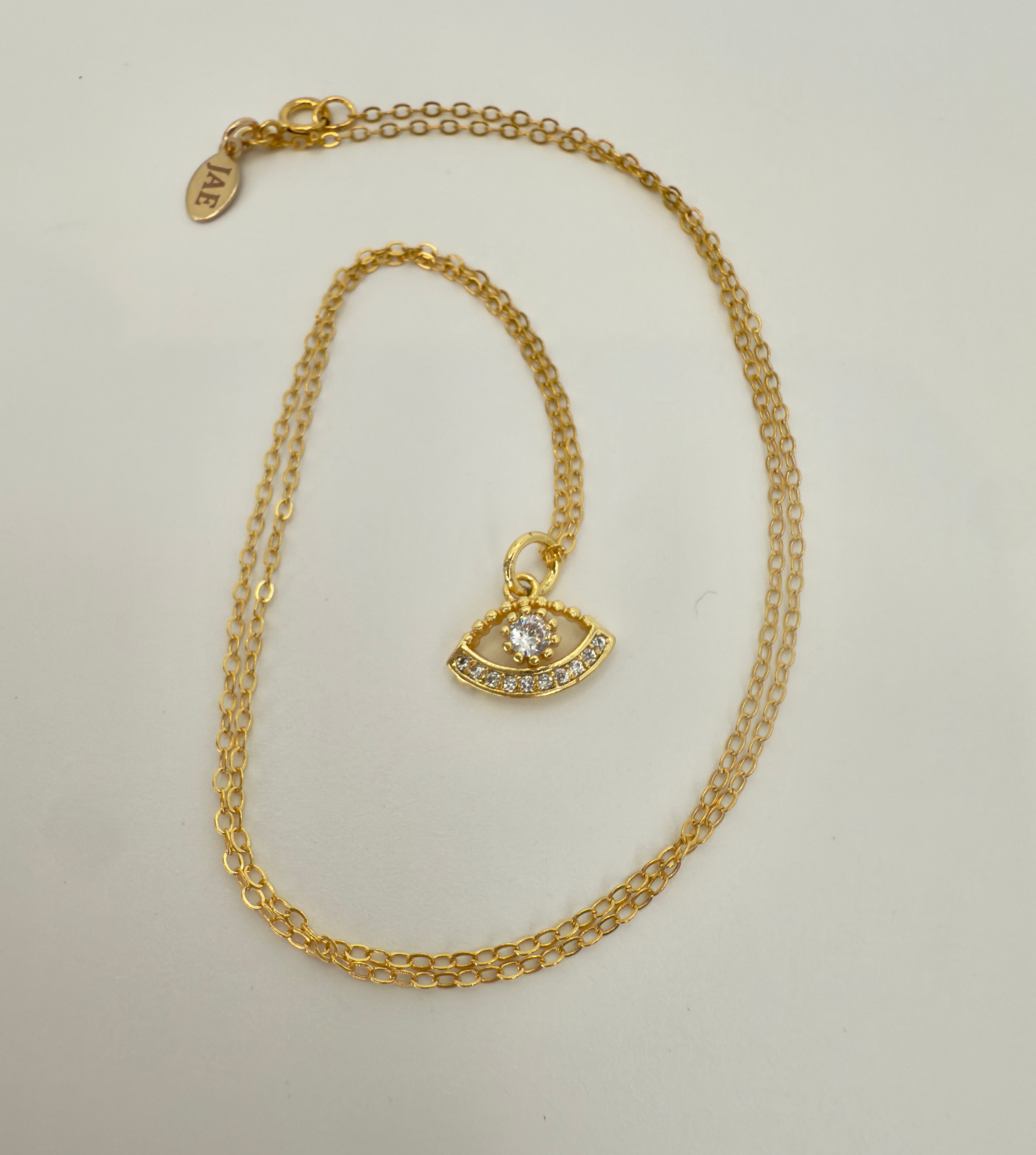 The Vivian - Evil Eye with Cubic Zirconia Necklace, 18" Length