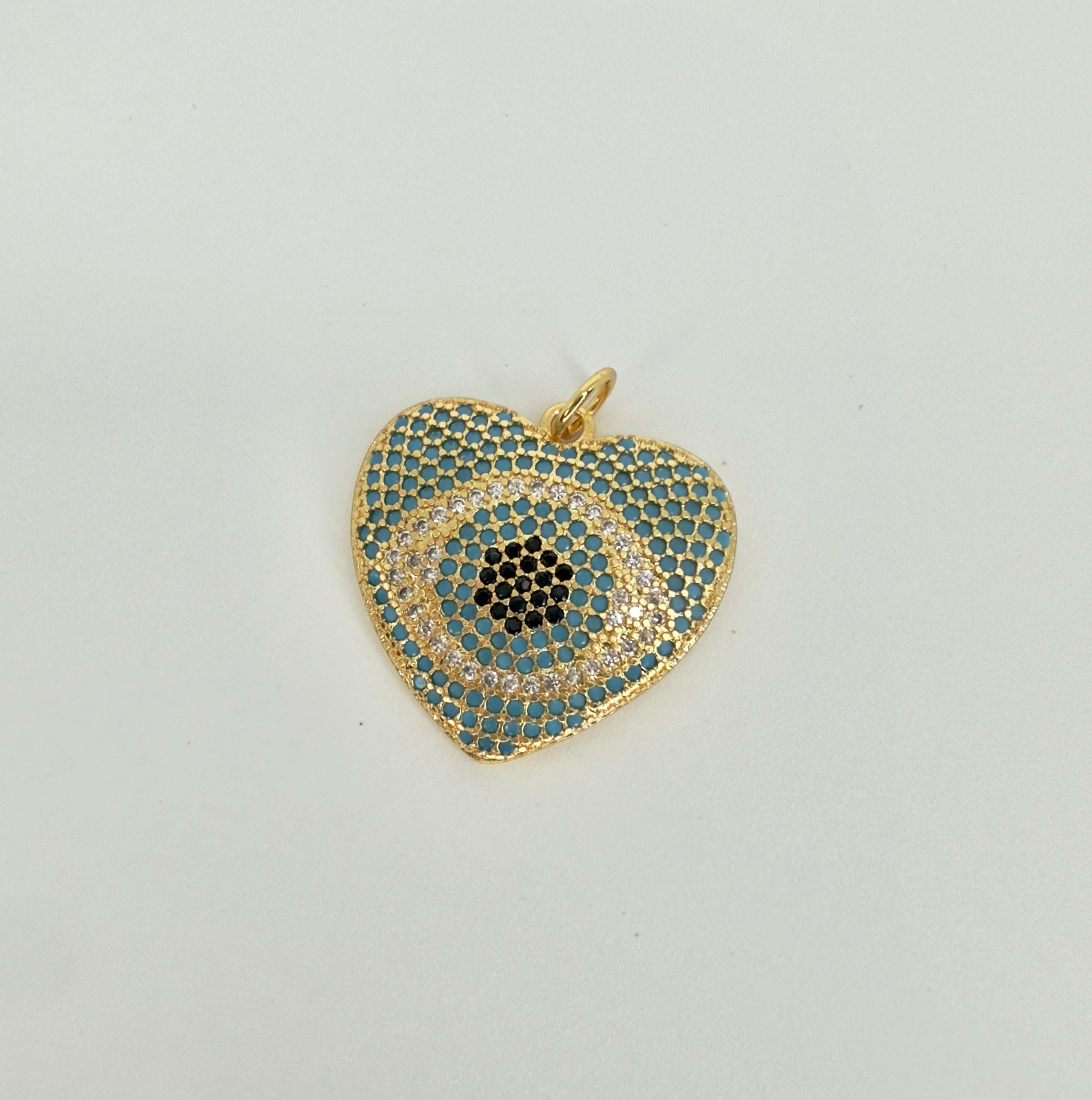 The Rowan - Evil Eye Cubic Zirconia Heart Charm