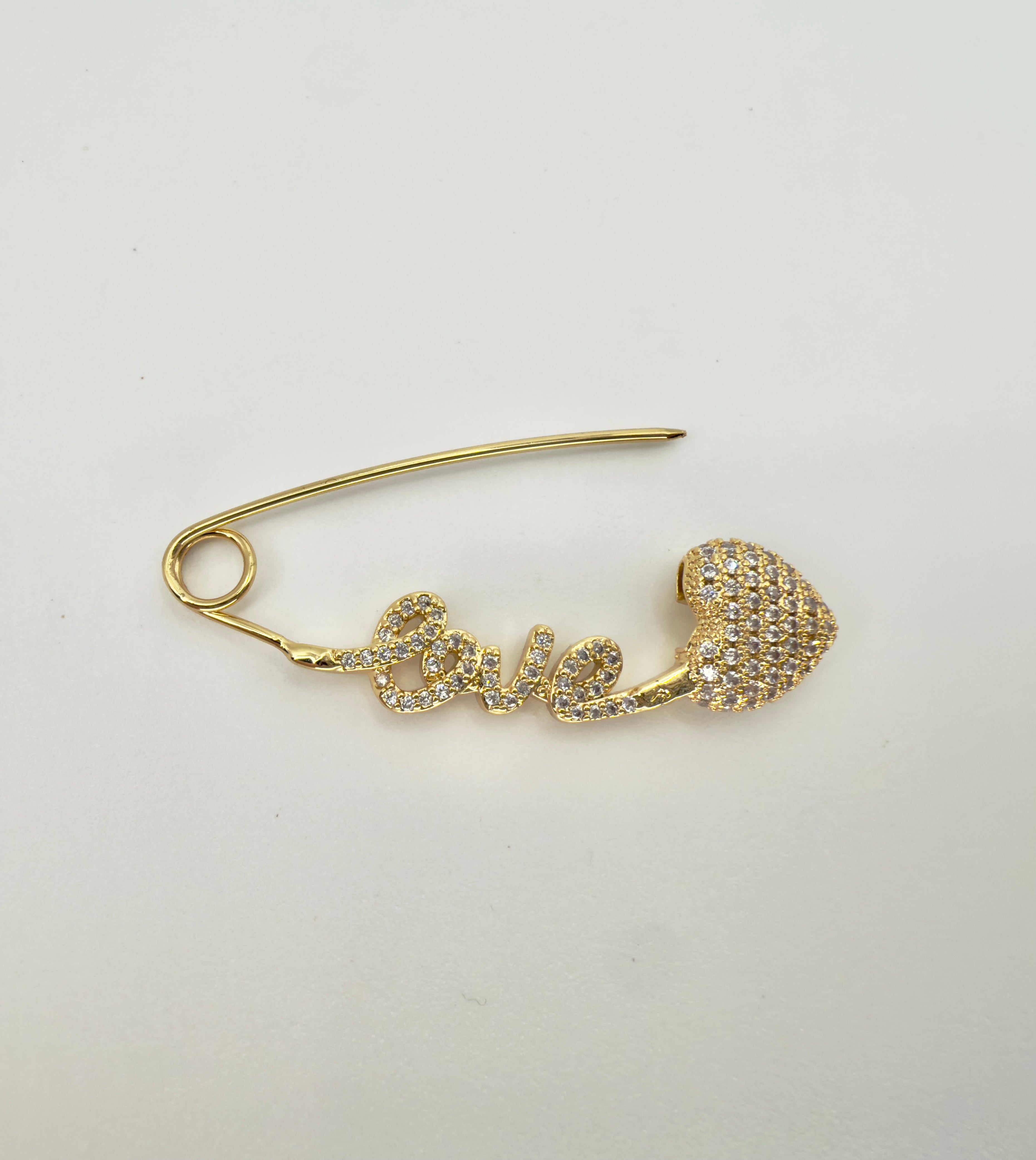 Gold Love Safety Pin