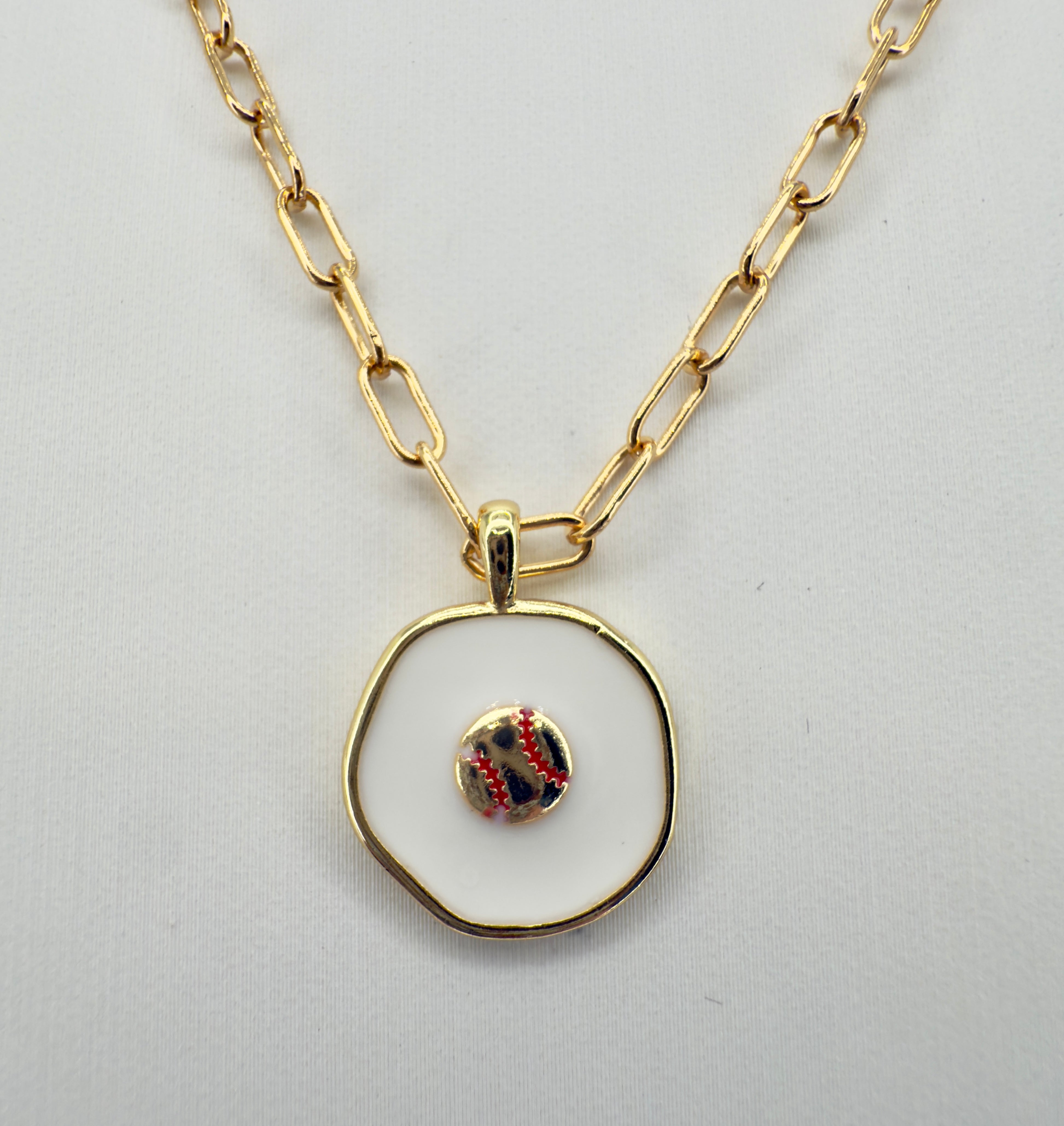 The Robinson - Enamel Baseball Medallion Necklace