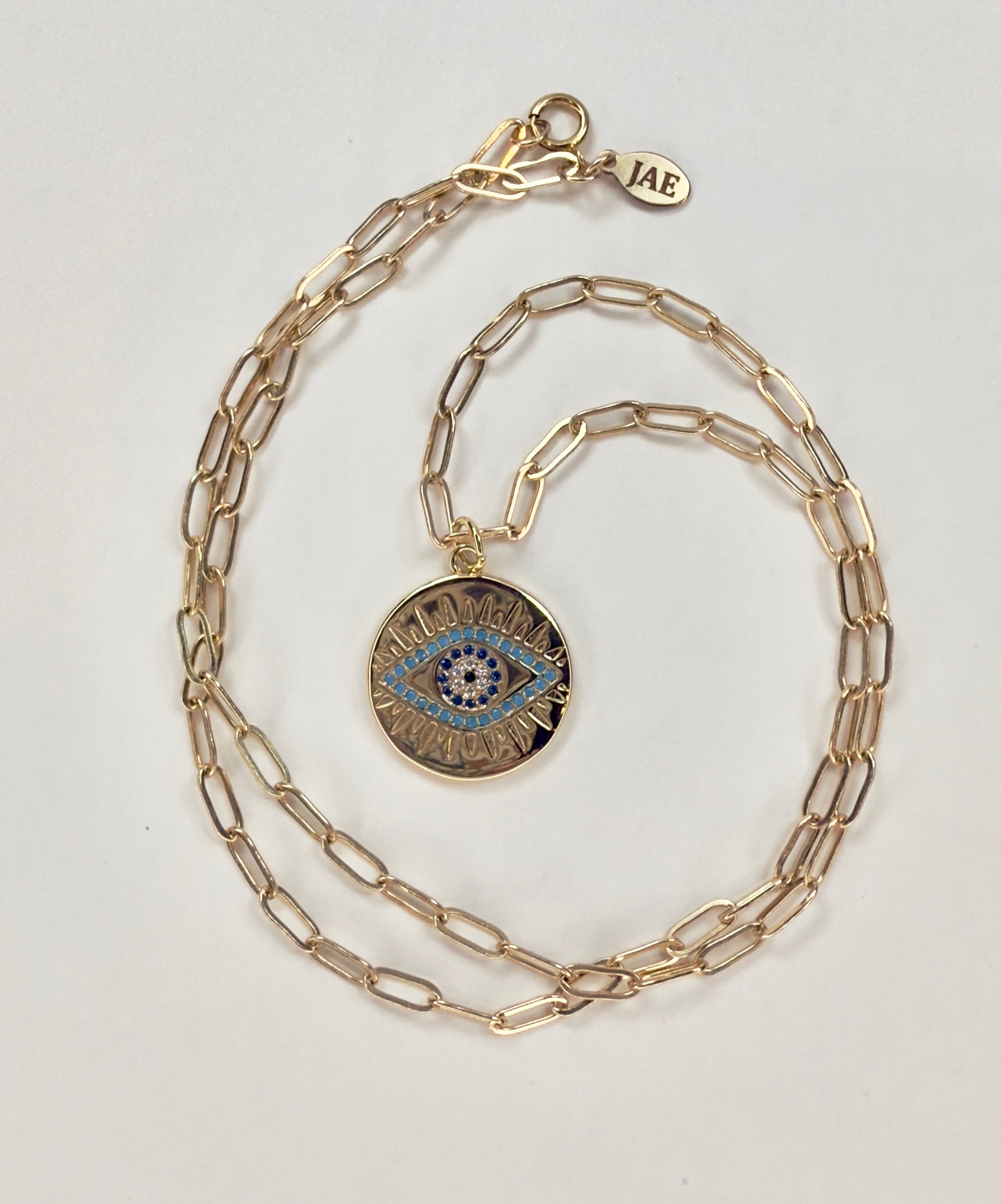 The Rouge - Evil Eye Enamel and Cubic Zirconia Medallion Necklace