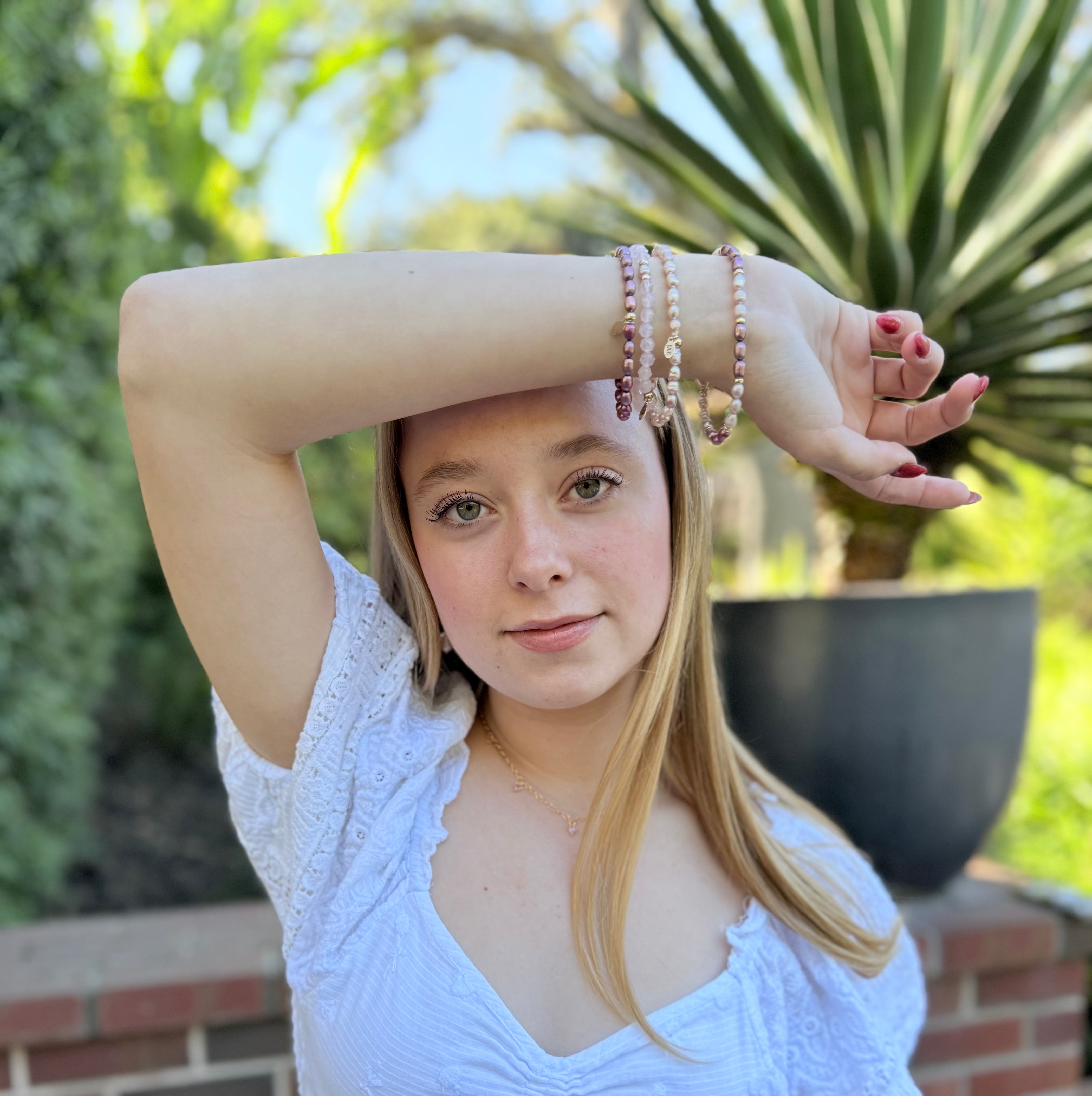 The Evie - Light Pink Freshwater Pearl Bracelet (Slip-on Style)