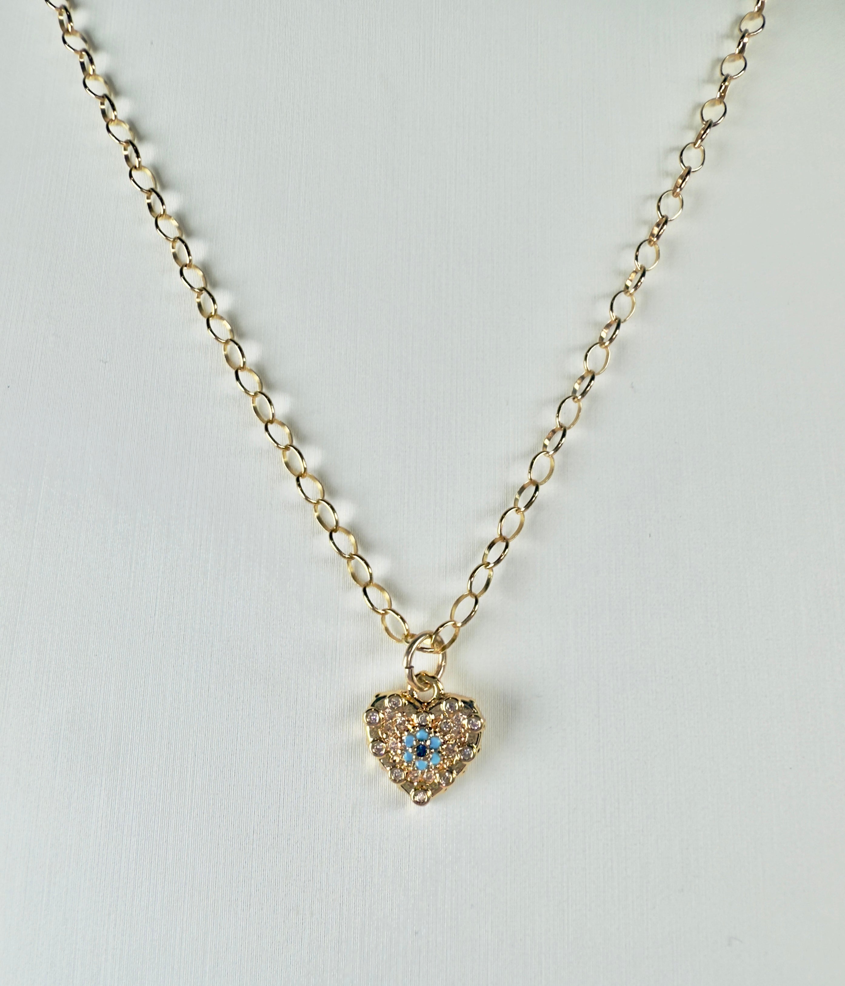 The Ivy -Evil Eye Heart with Cubic Zirconia Necklace