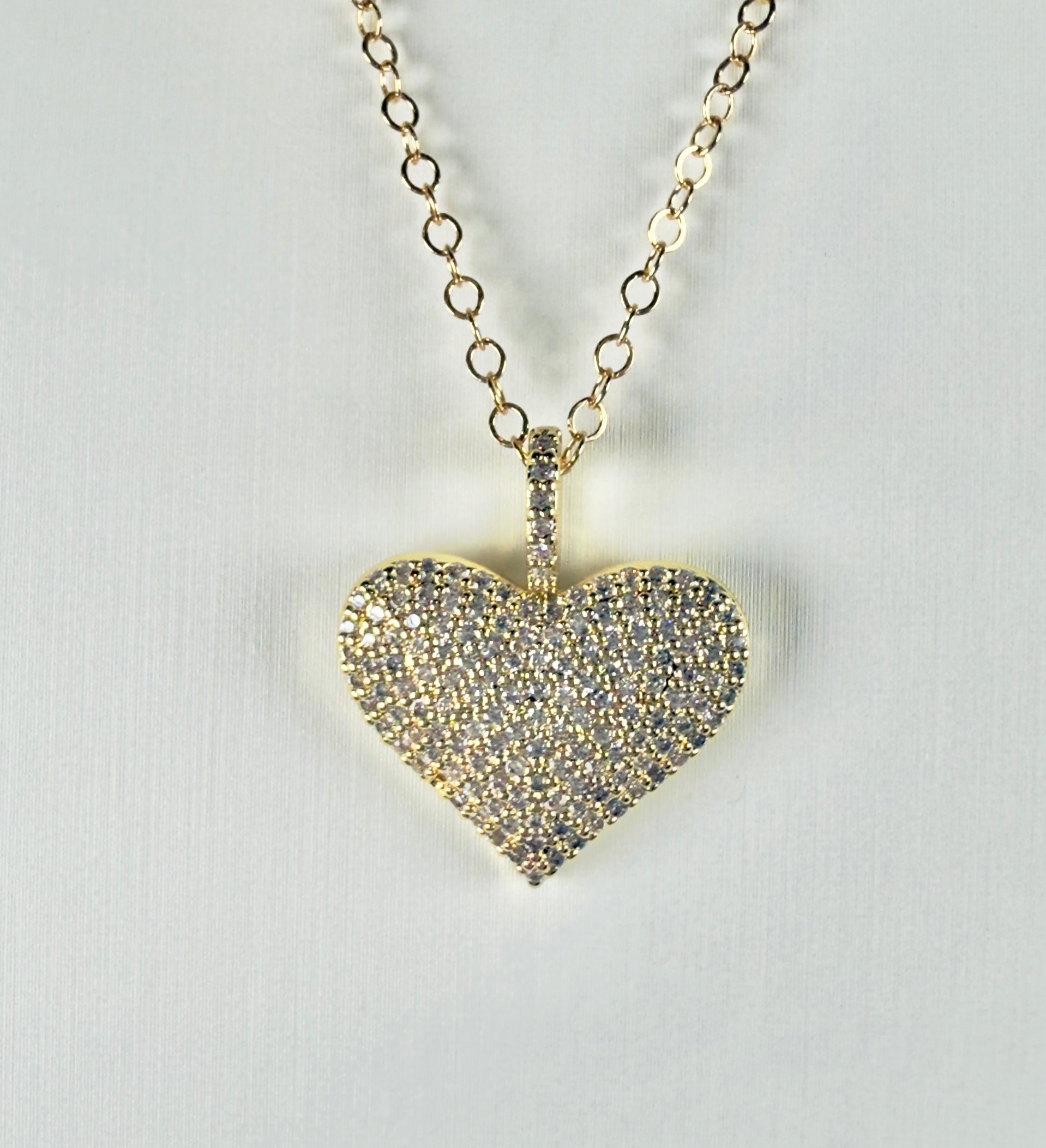 The Margot - Domed Pavé Heart Pendant Necklace