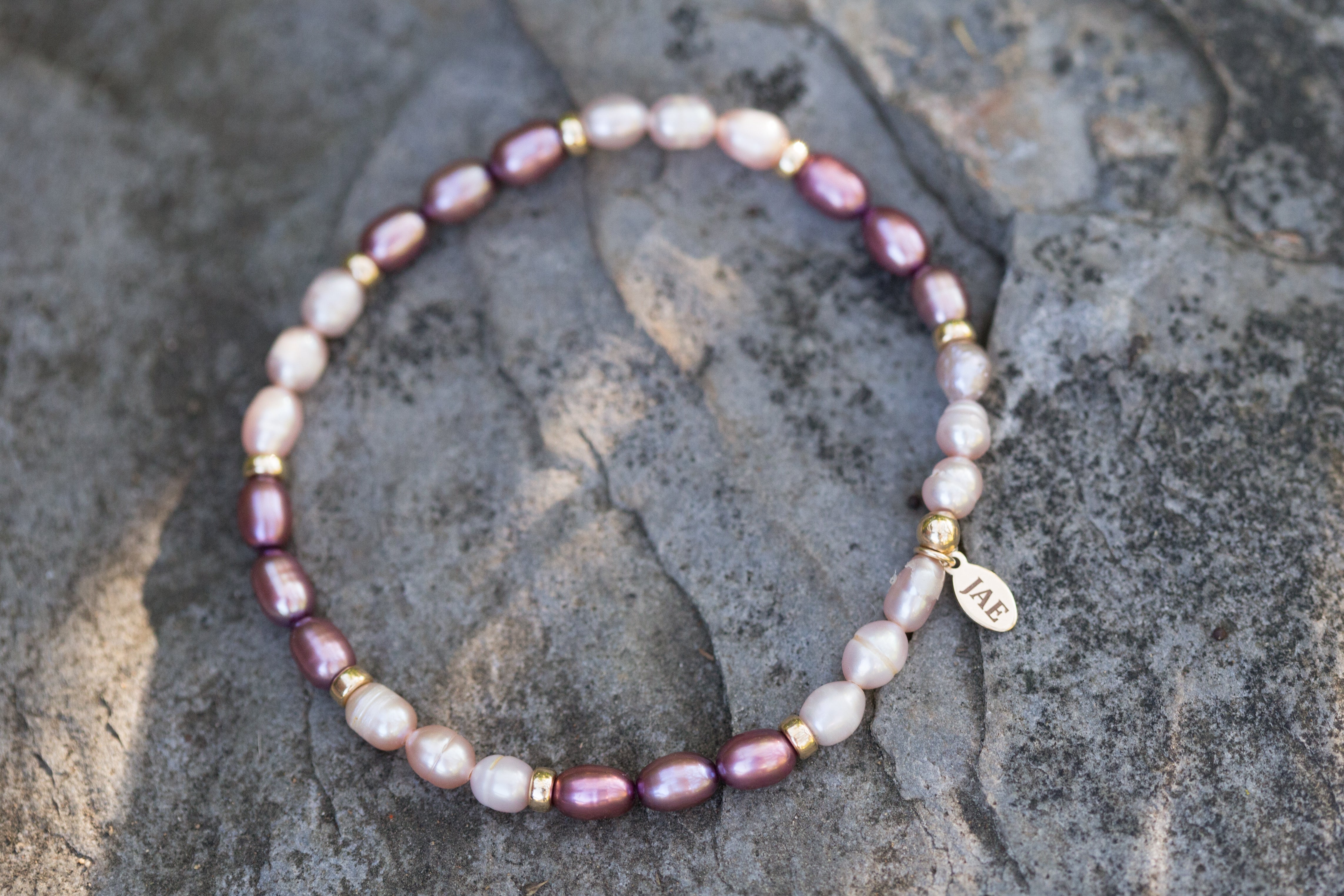 The Emma - Light Pink and Mauve Pink Freshwater Pearl Bracelet - (Slip-On Style)