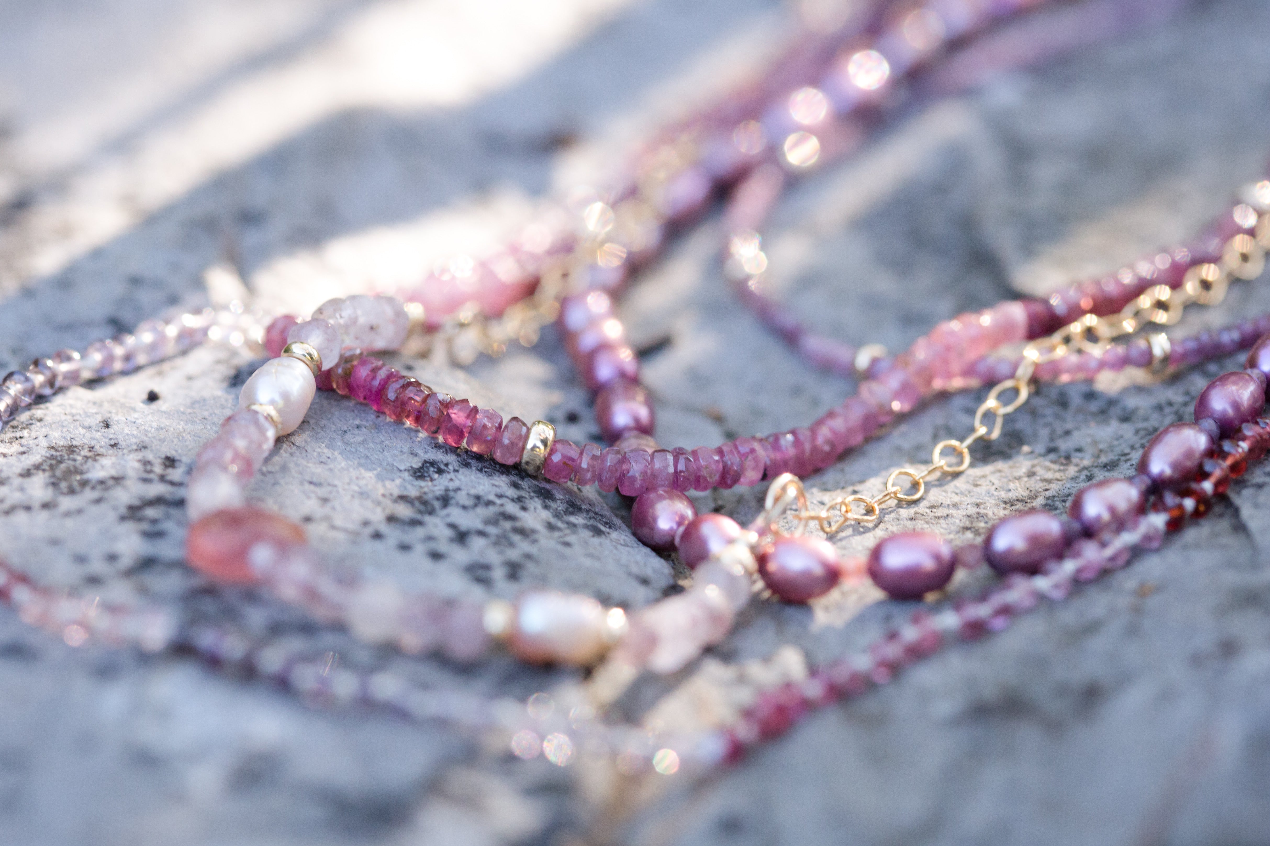 The Michelle - Pink Tourmaline Shaded Necklace