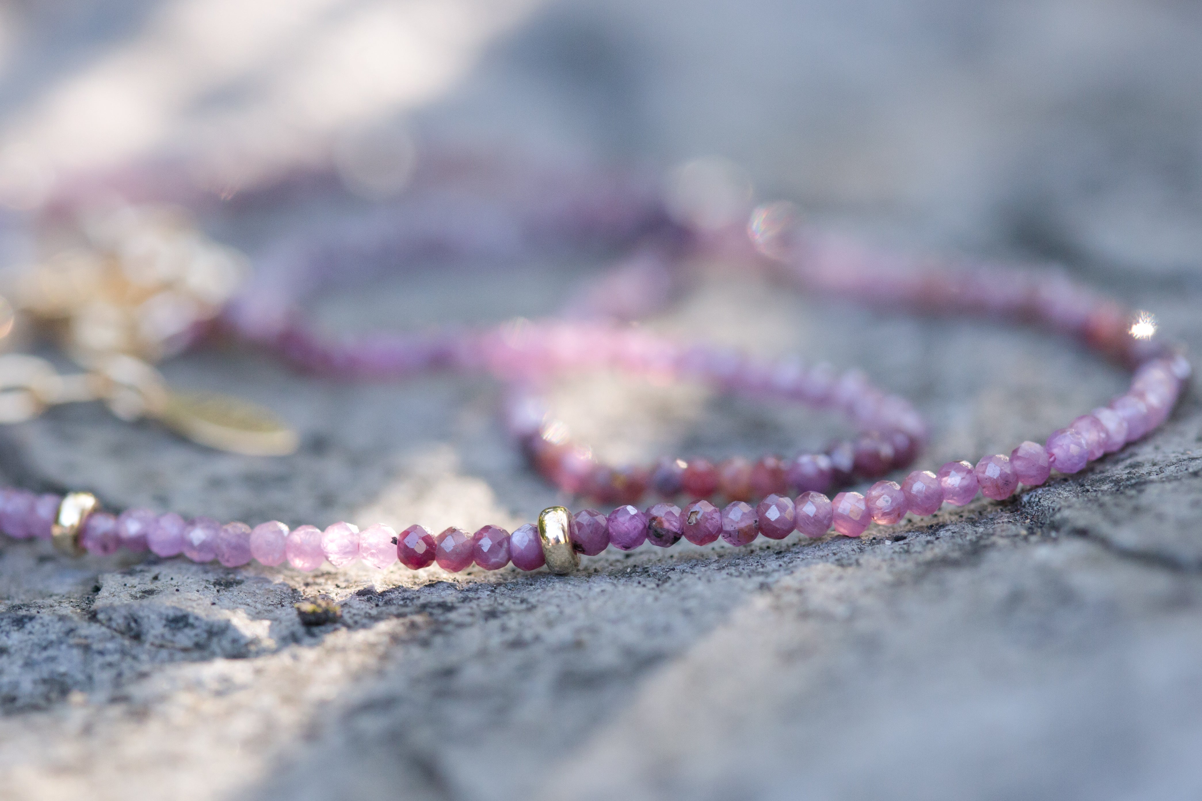The Lizzy - Pink Tourmaline Shaded and Station Bead Necklace
