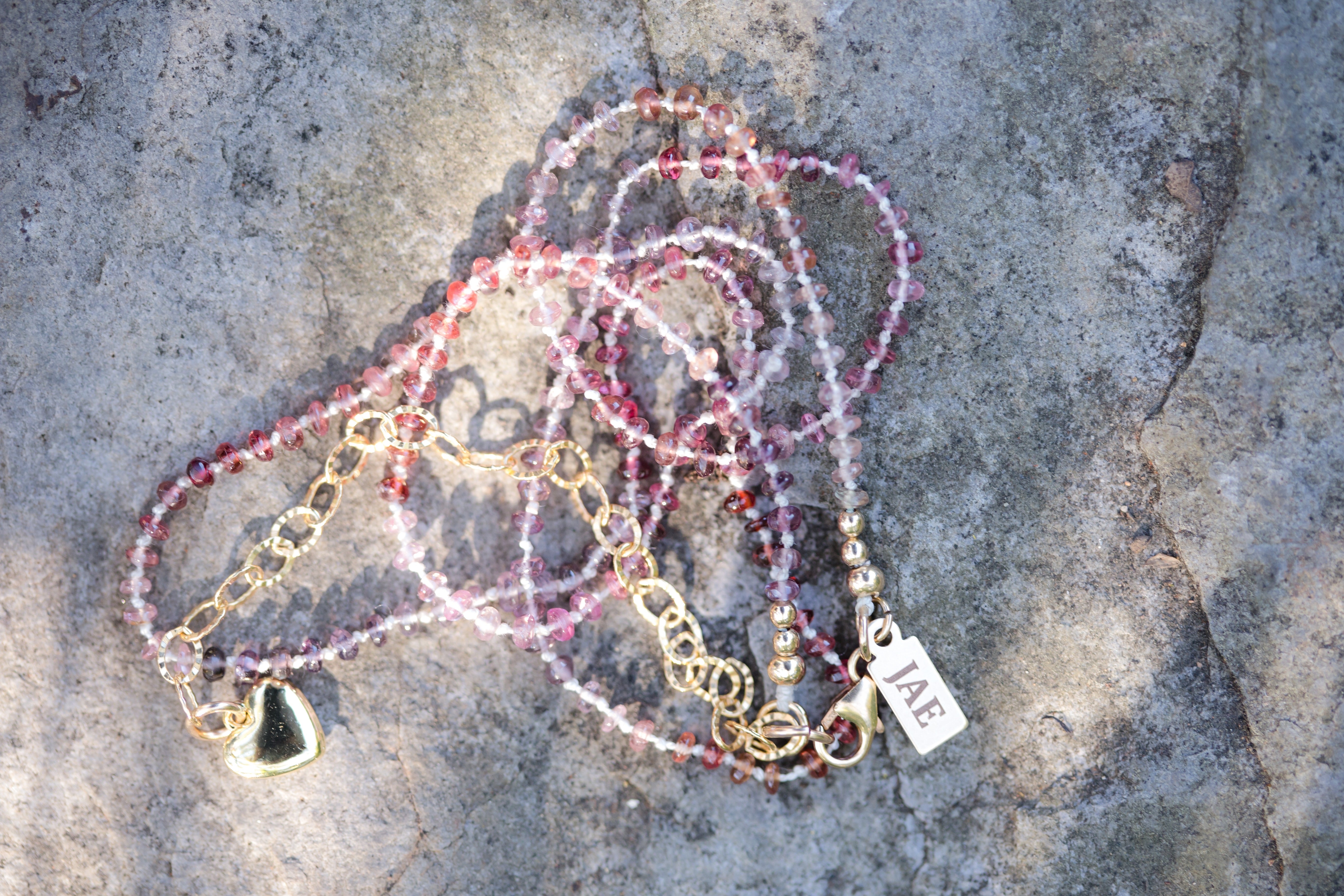 The Julie Ann - A “One of a Kind”  Spinel Shaded Hand Knotted on Silk Necklace
