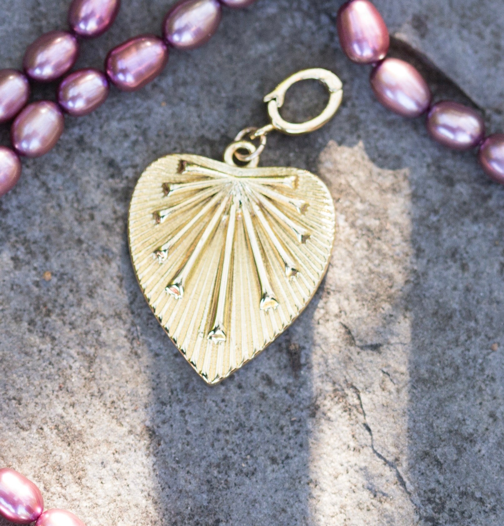 The Anne Marie - Gold Sunburts Heart Clip-On Charm