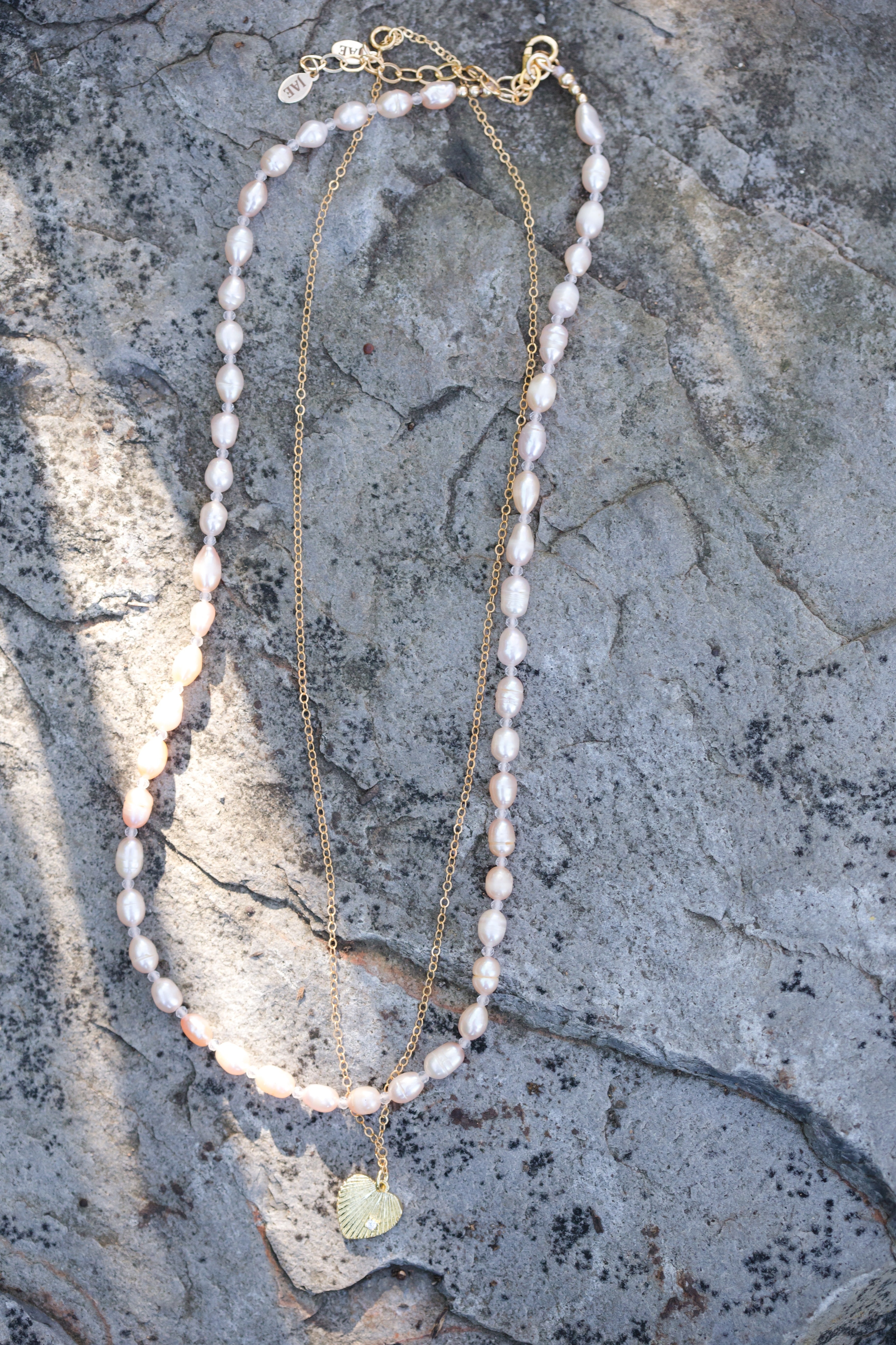 The Patricia - Light Pink Freshwater Pearl  & Rose Quartz Necklace