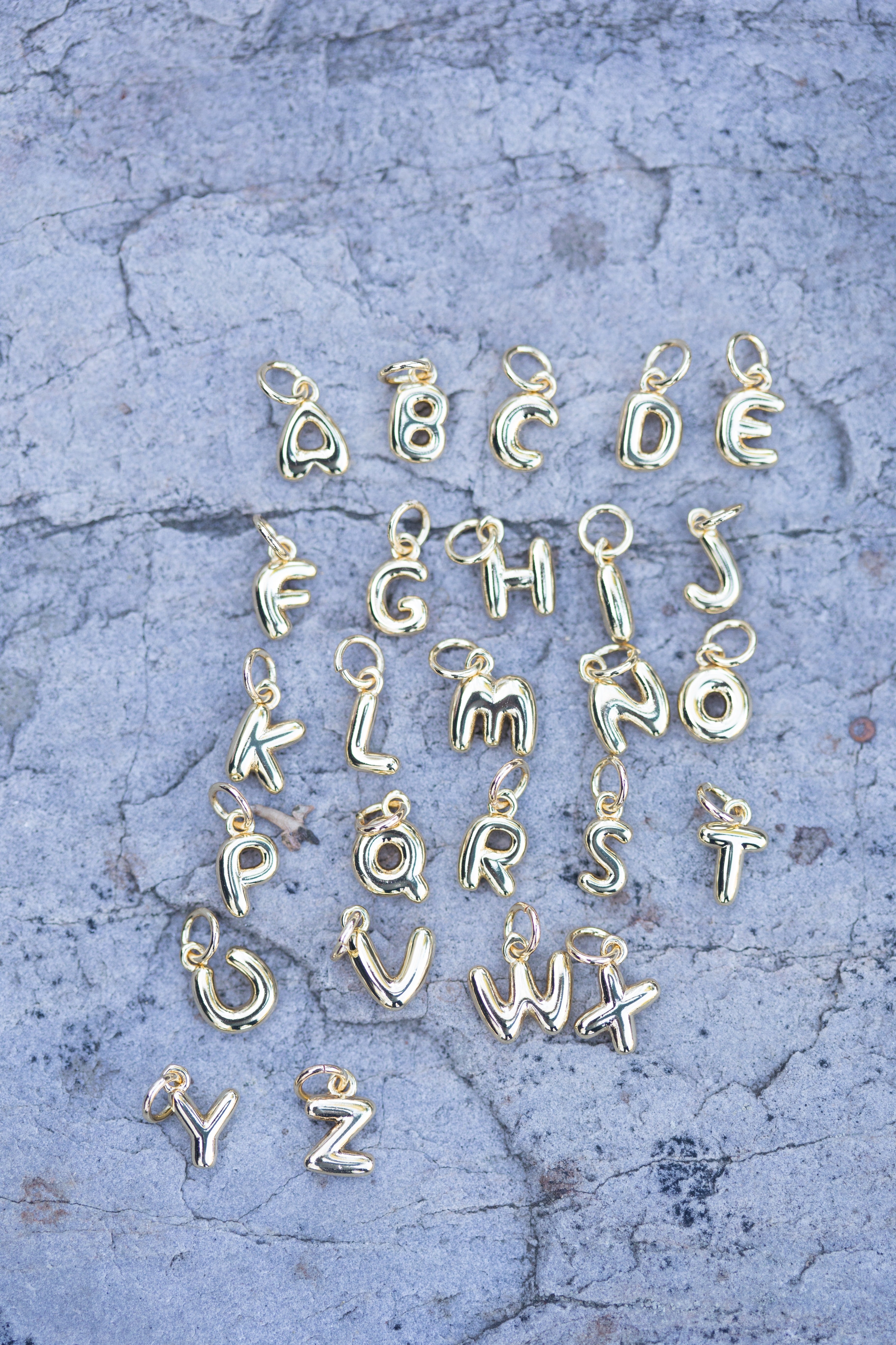 14K Gold Puff Initial Charm on a Ball Chain Necklace