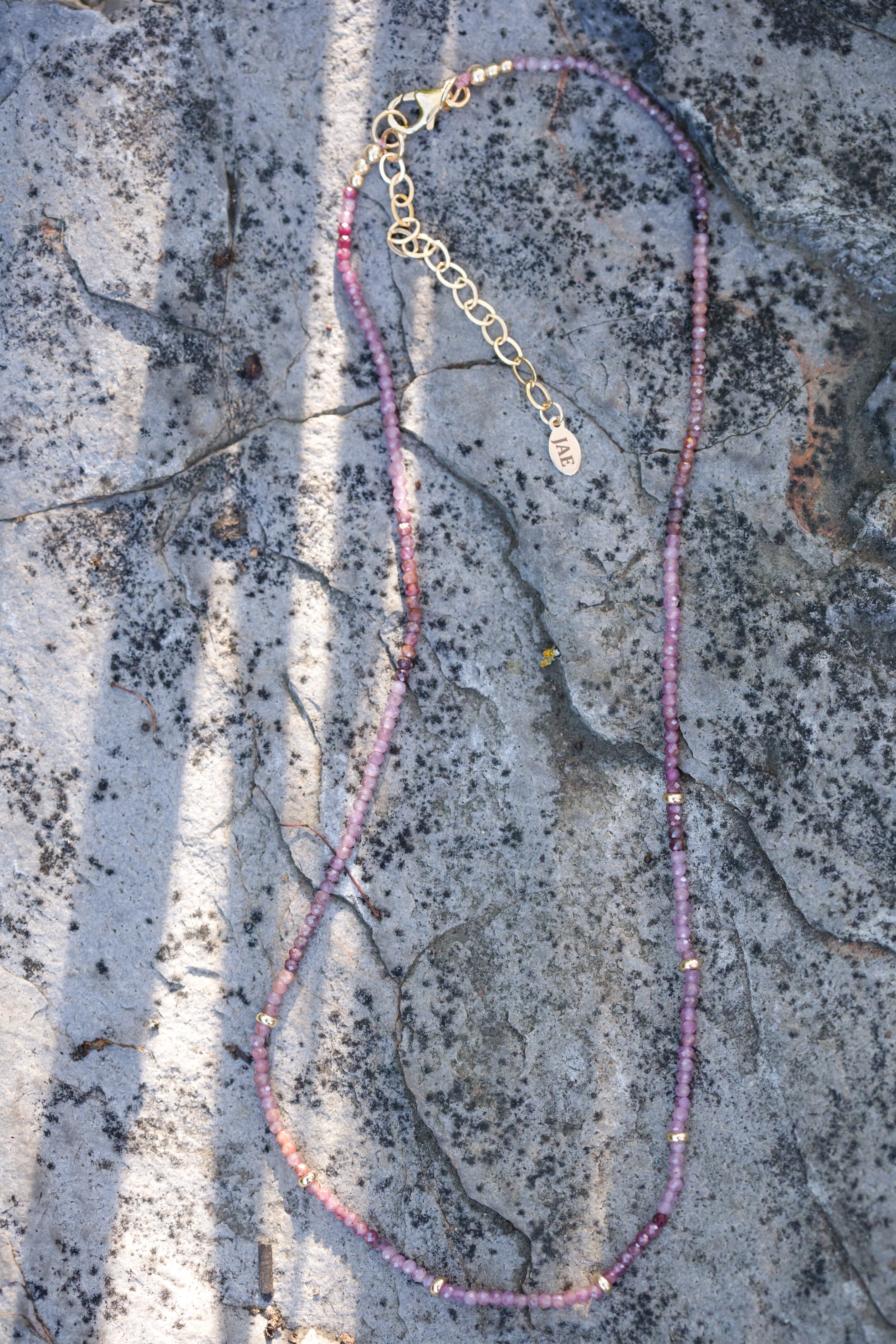The Lizzy - Pink Tourmaline Shaded and Station Bead Necklace