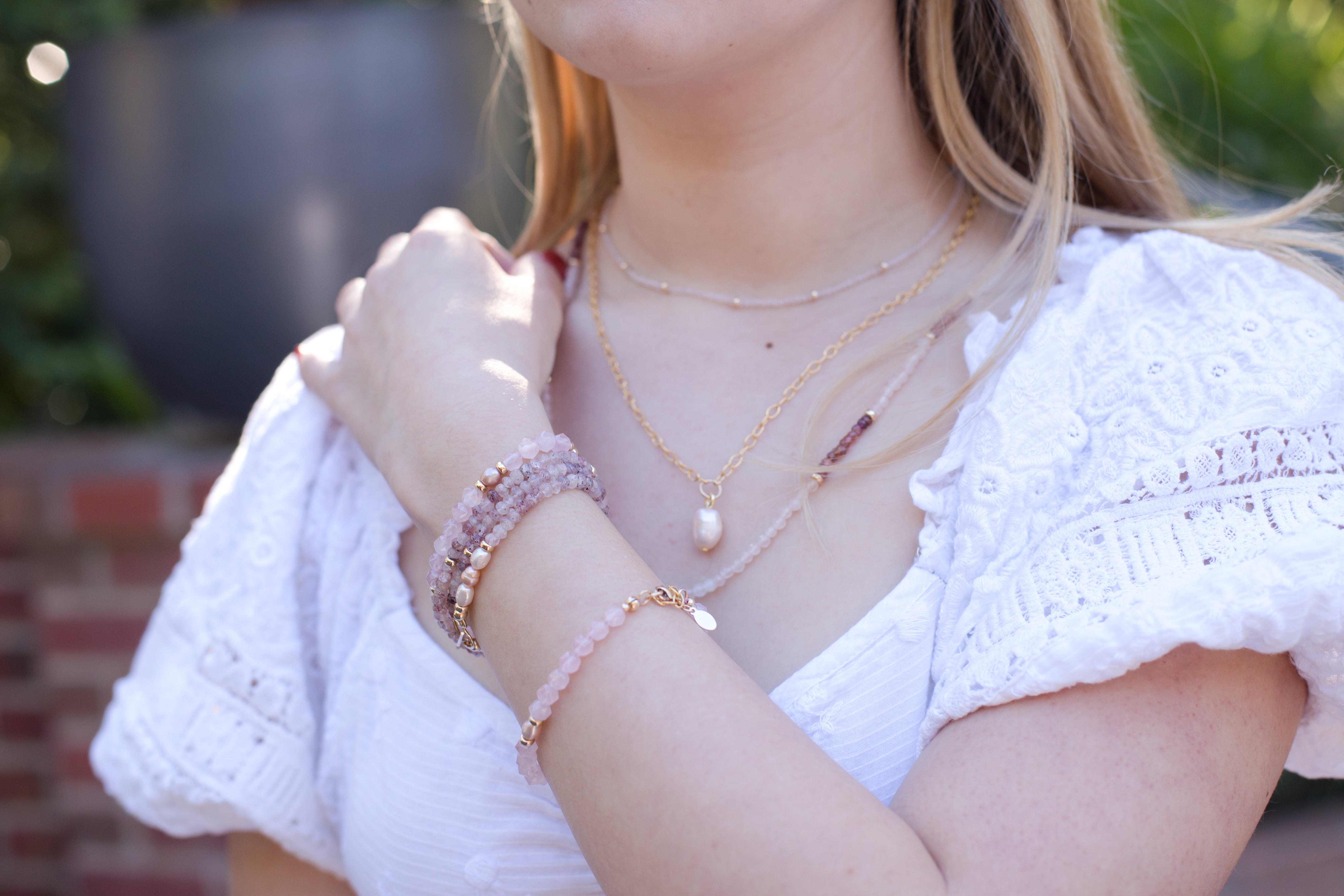The Stephanie - A "One Of A Kind" Rose Quartz, Pink Tourmaline and Gold Bead Necklace