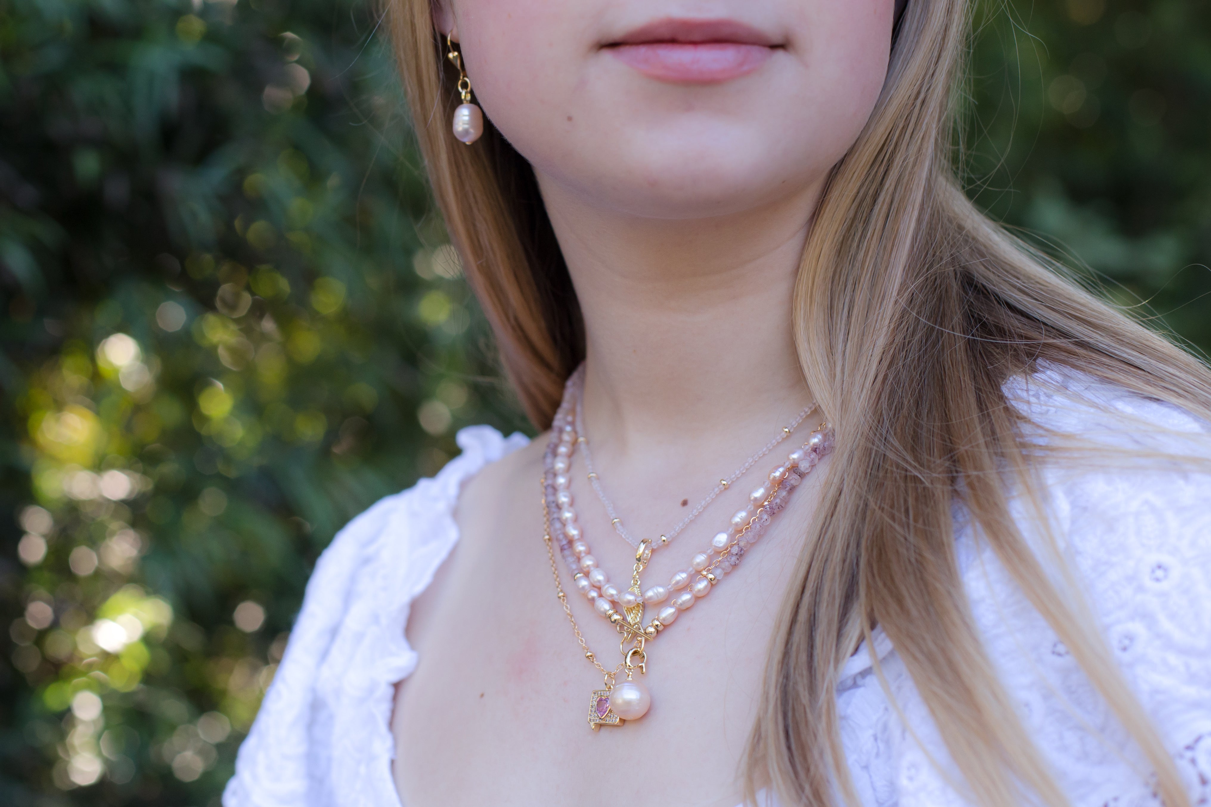 The Sarah - Light Pink Freshwater Pearl Drop Earrings