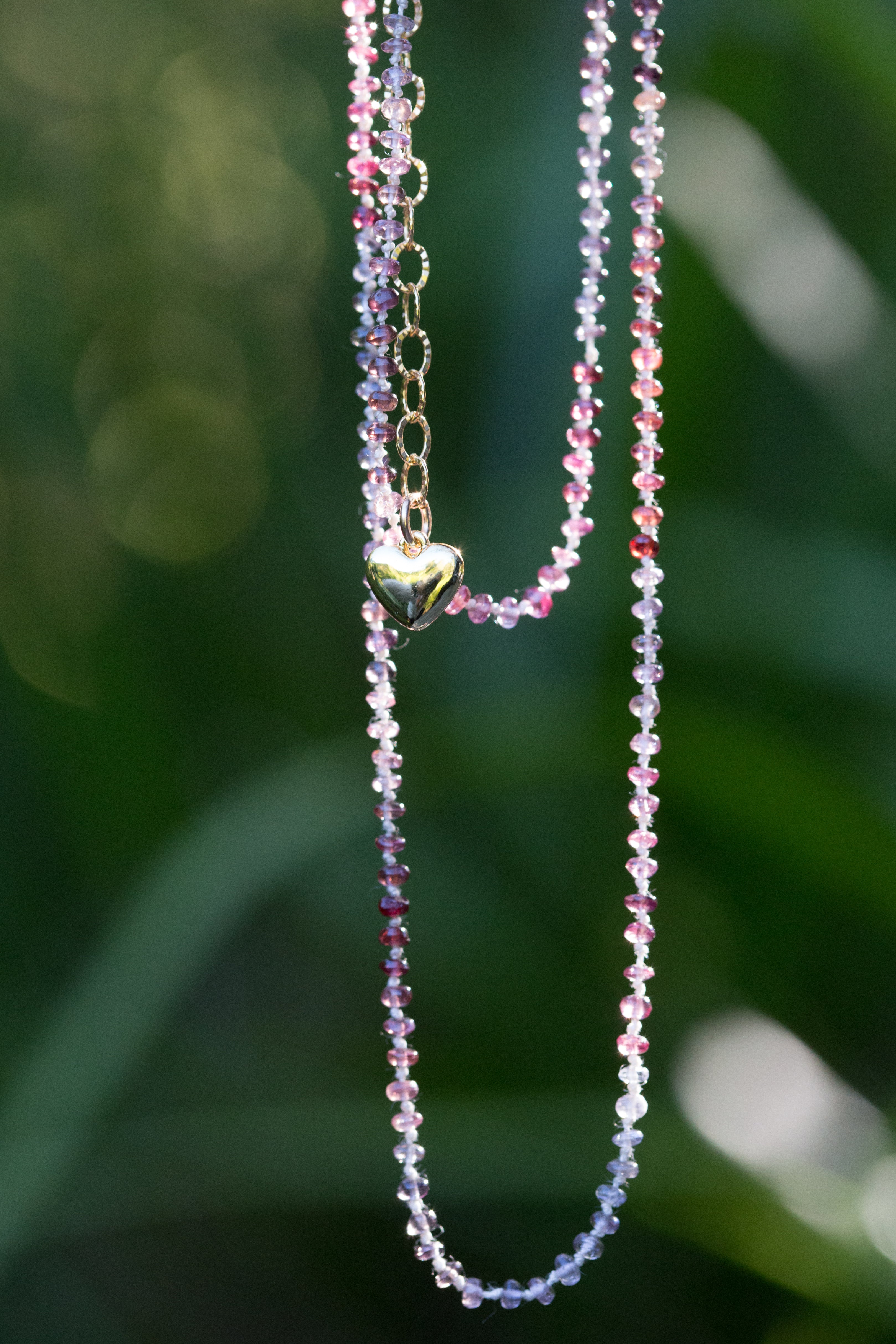 The Julie Ann - A “One of a Kind”  Spinel Shaded Hand Knotted on Silk Necklace