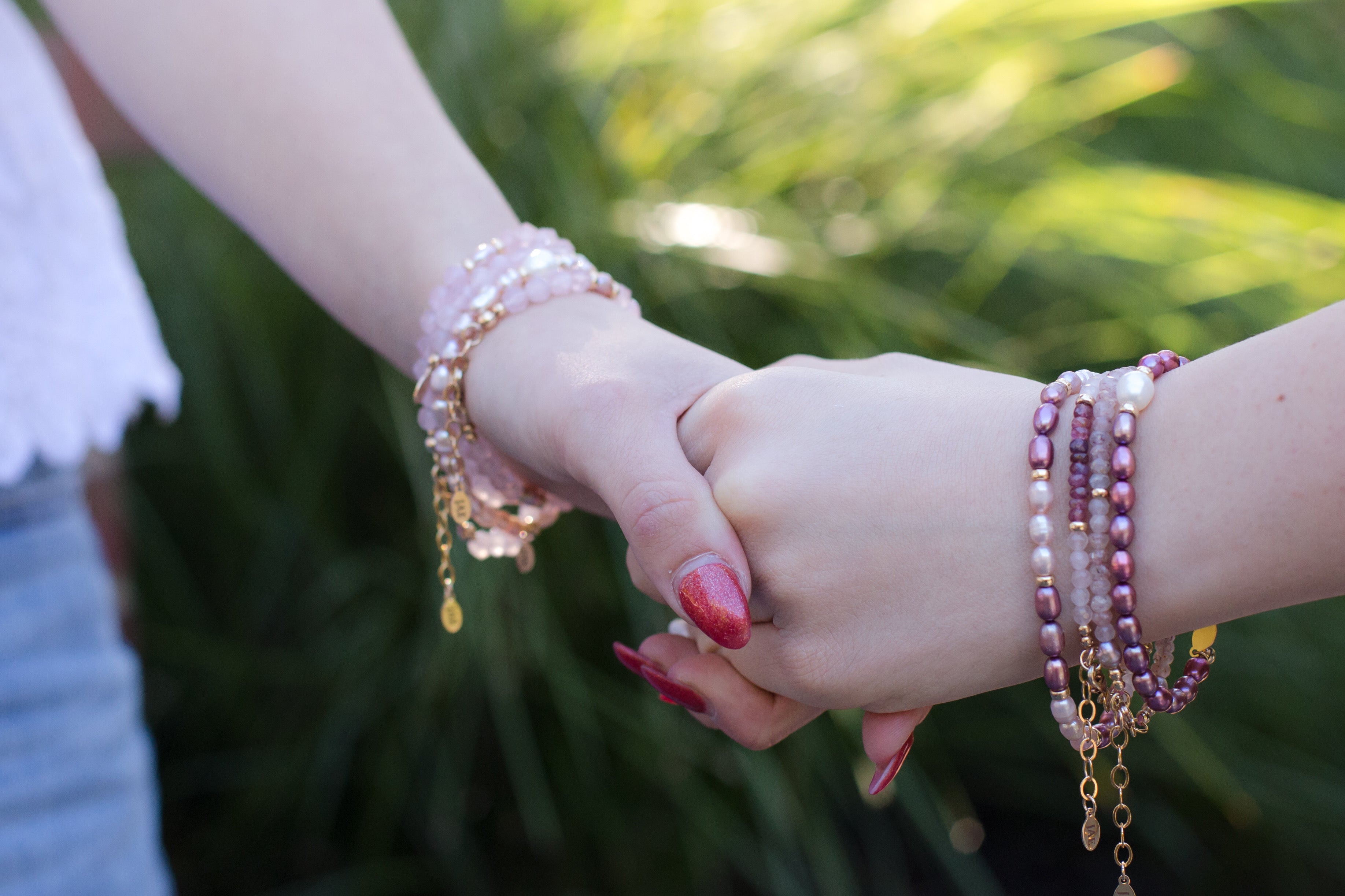 The Emma - Light Pink and Mauve Pink Freshwater Pearl Bracelet - (Slip-On Style)