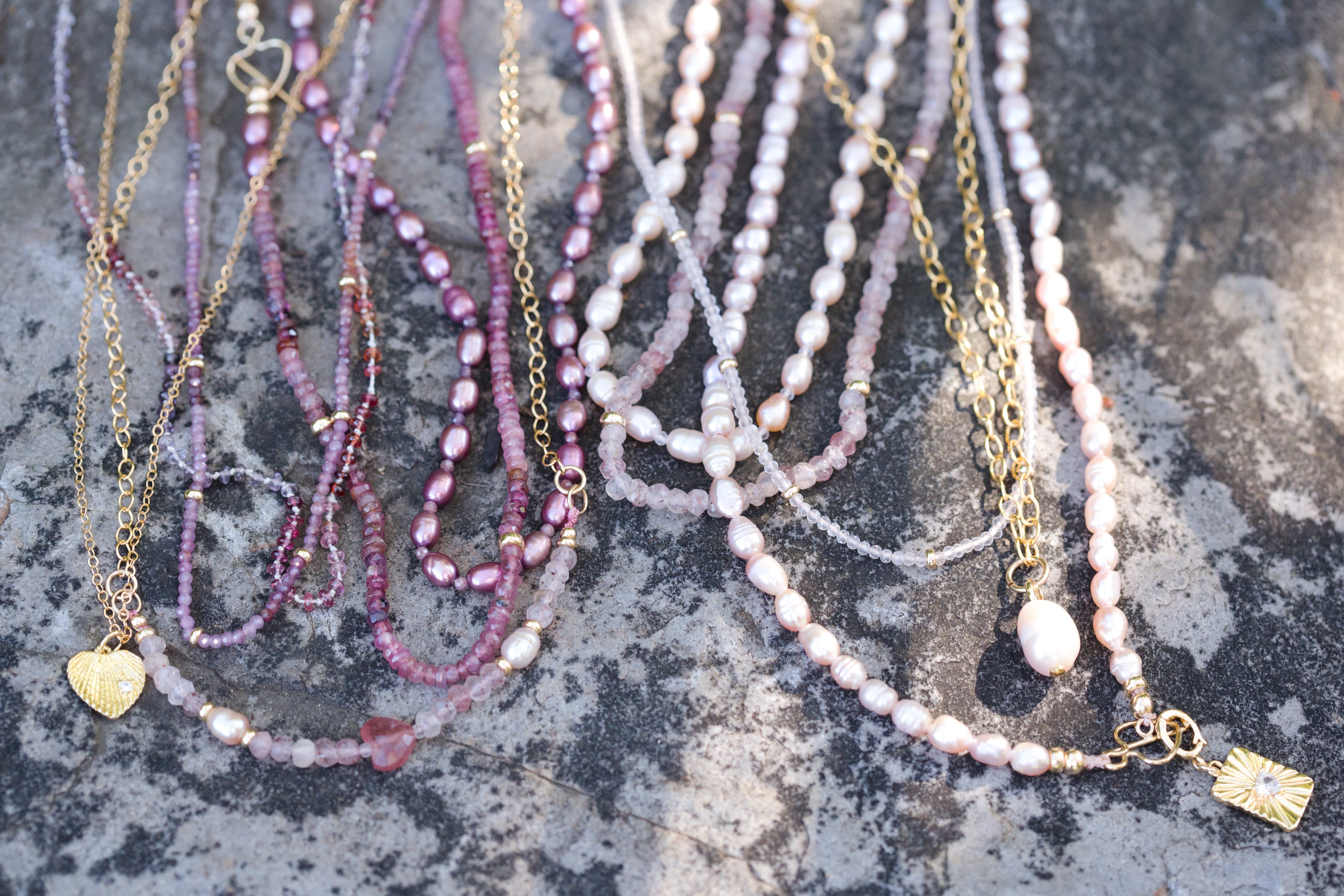 The Julie Ann - A “One of a Kind”  Spinel Shaded Hand Knotted on Silk Necklace