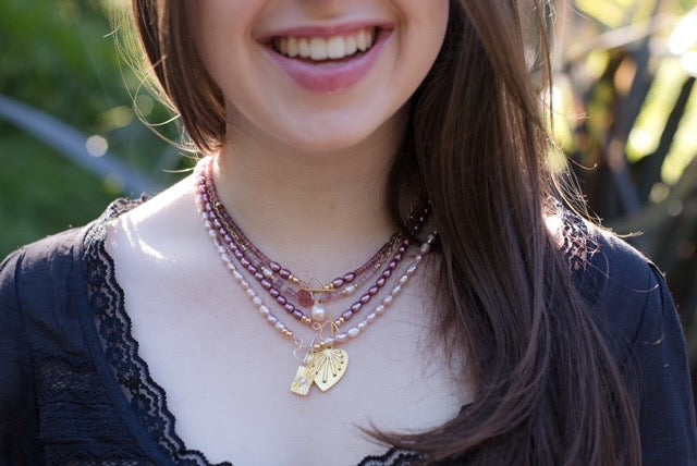 The Nicole - Mauve Freshwater Pearl Necklace