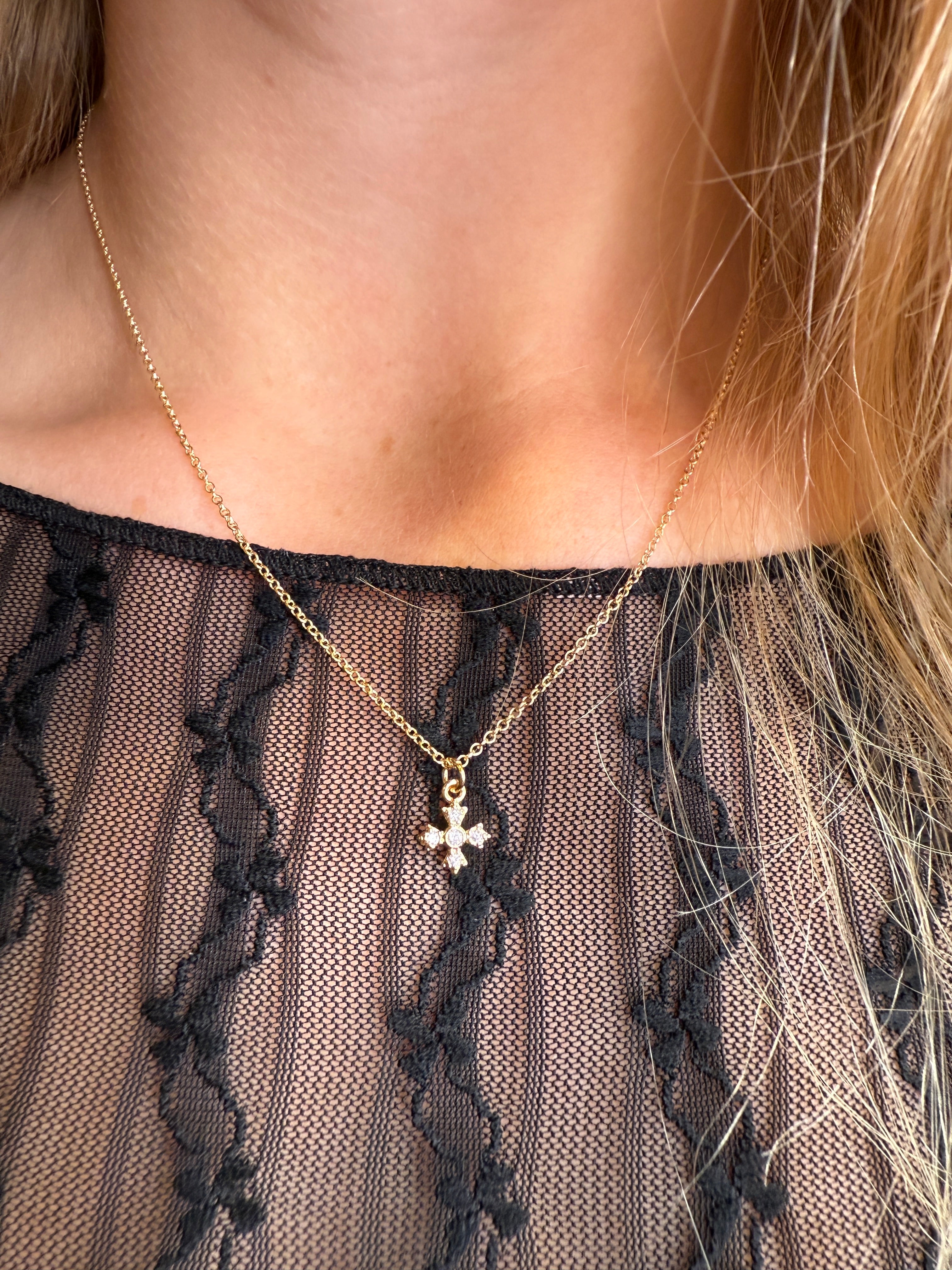 The Lando - Greek Cross Charm with Cubic Zirconia Necklace