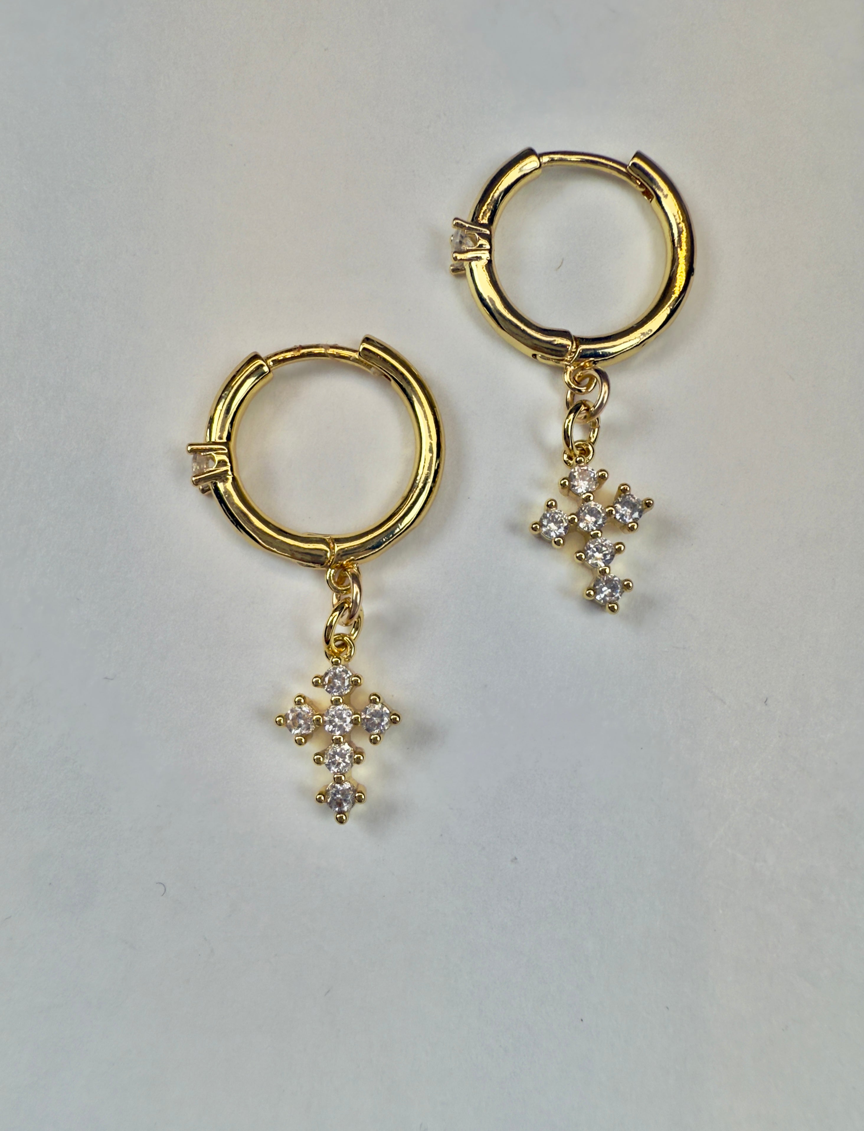 The John Paul - Cross and Huggie Drop Earrings