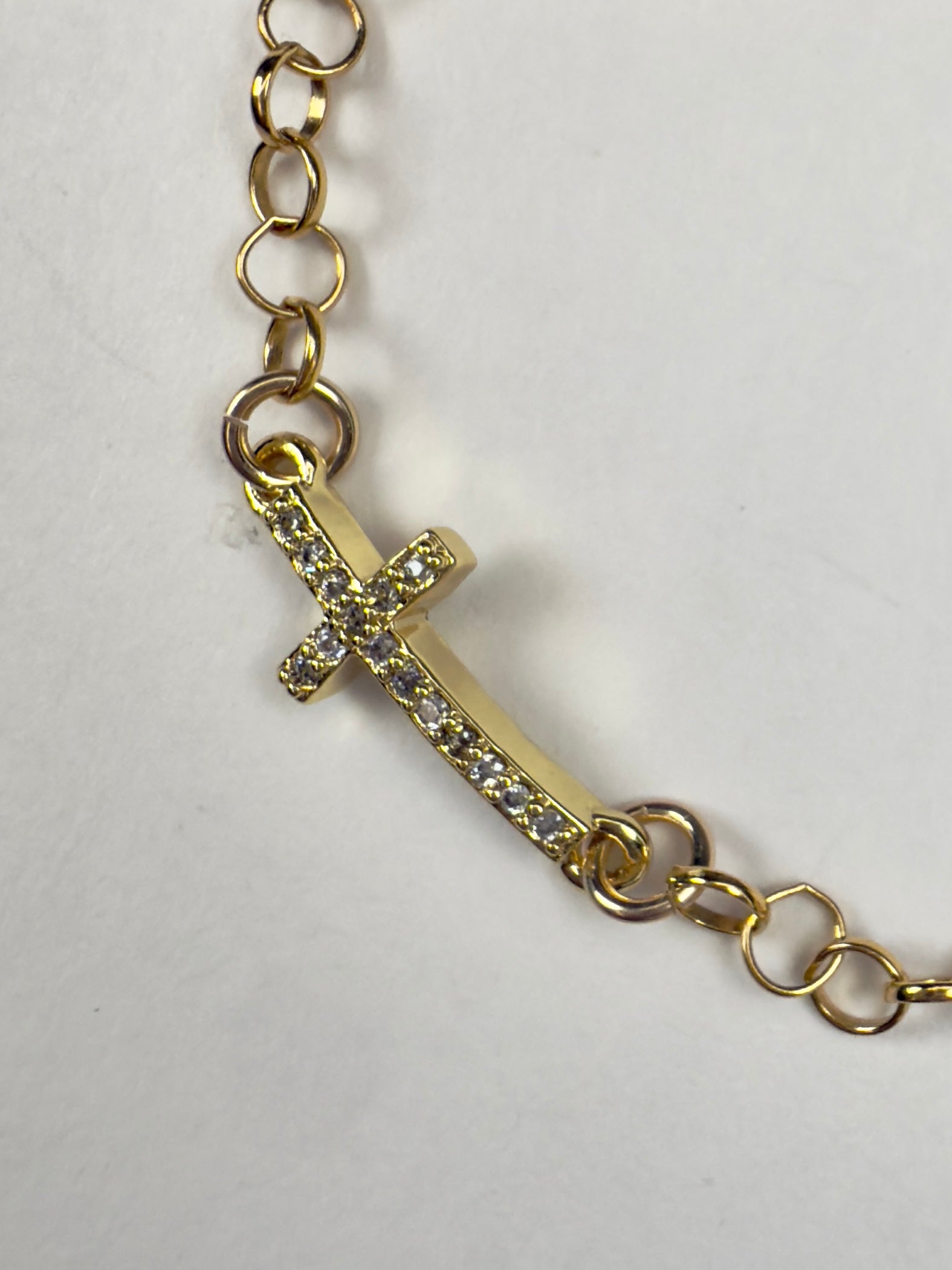 The Miltiades - Pave Cross and Cable Chain Bracelet