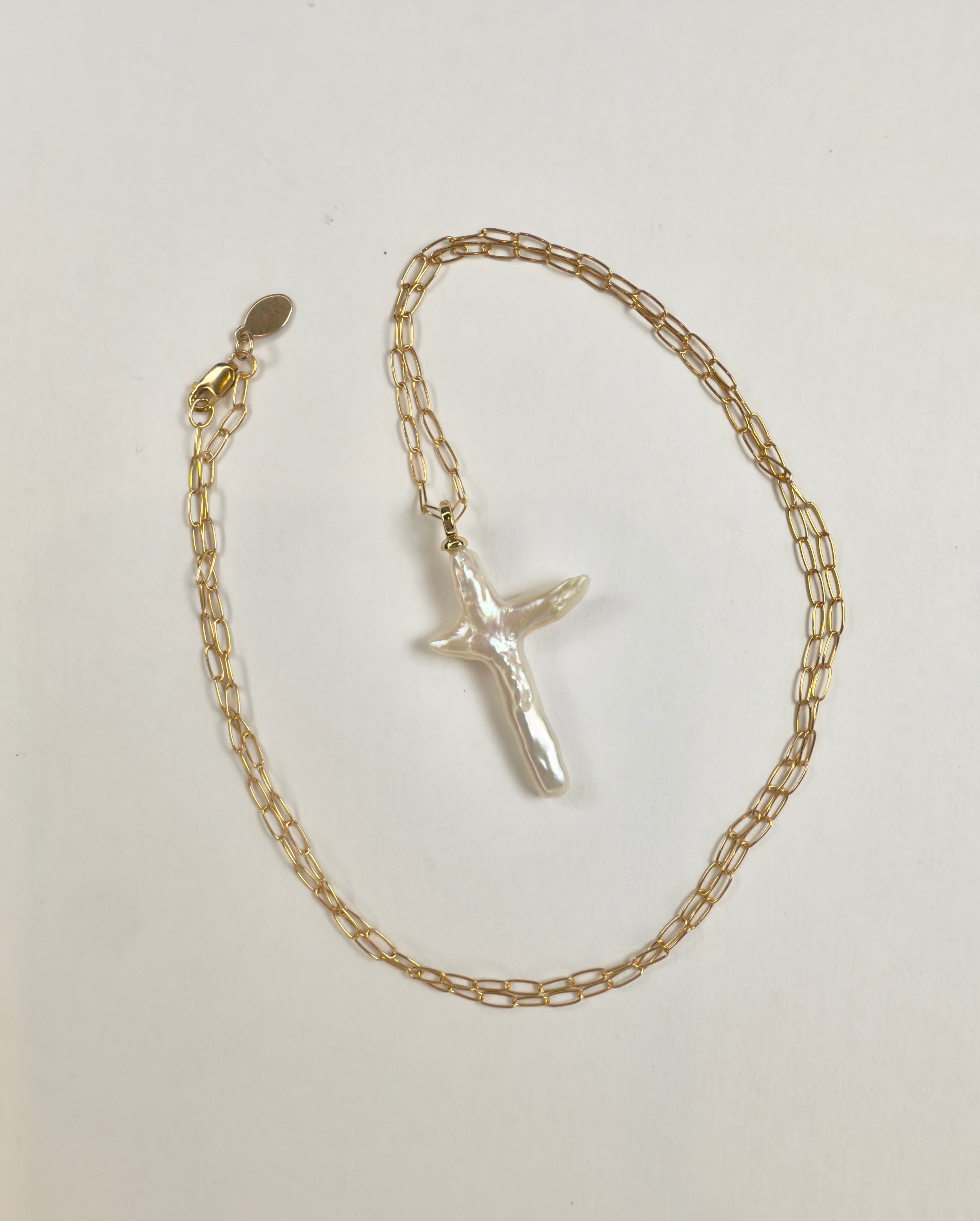 The Anacletus - Freshwater Pearl Cross Necklace