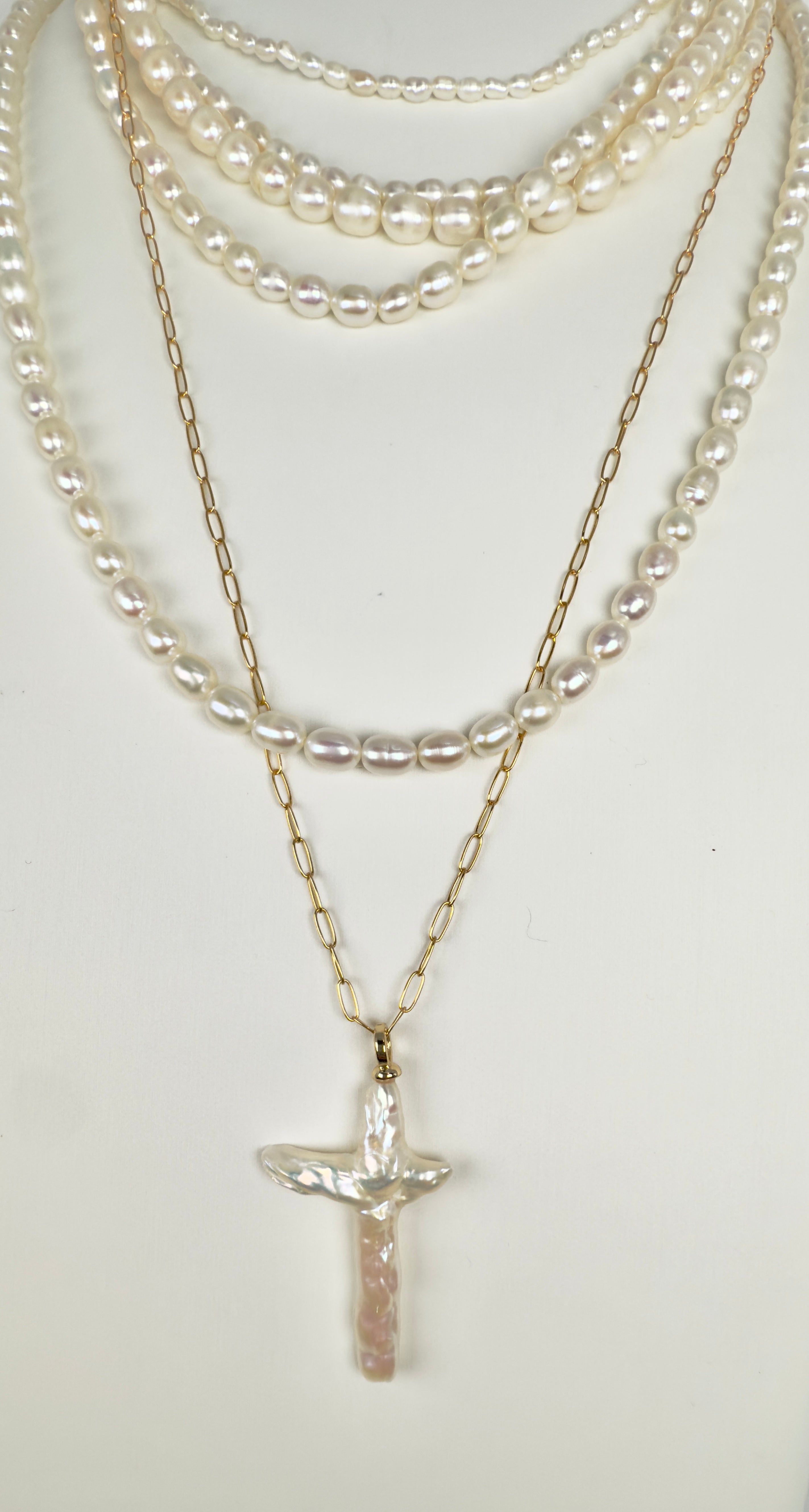 The Anacletus - Freshwater Pearl Cross Necklace