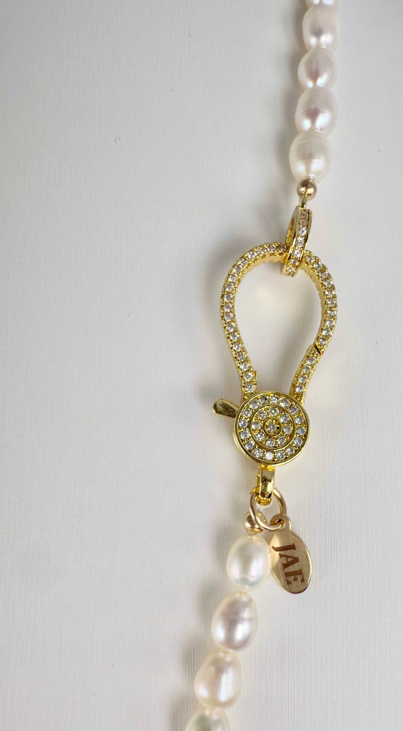 The Victor - Freshwater Pearl with a Gold and Pave Lobster Clasp Necklace