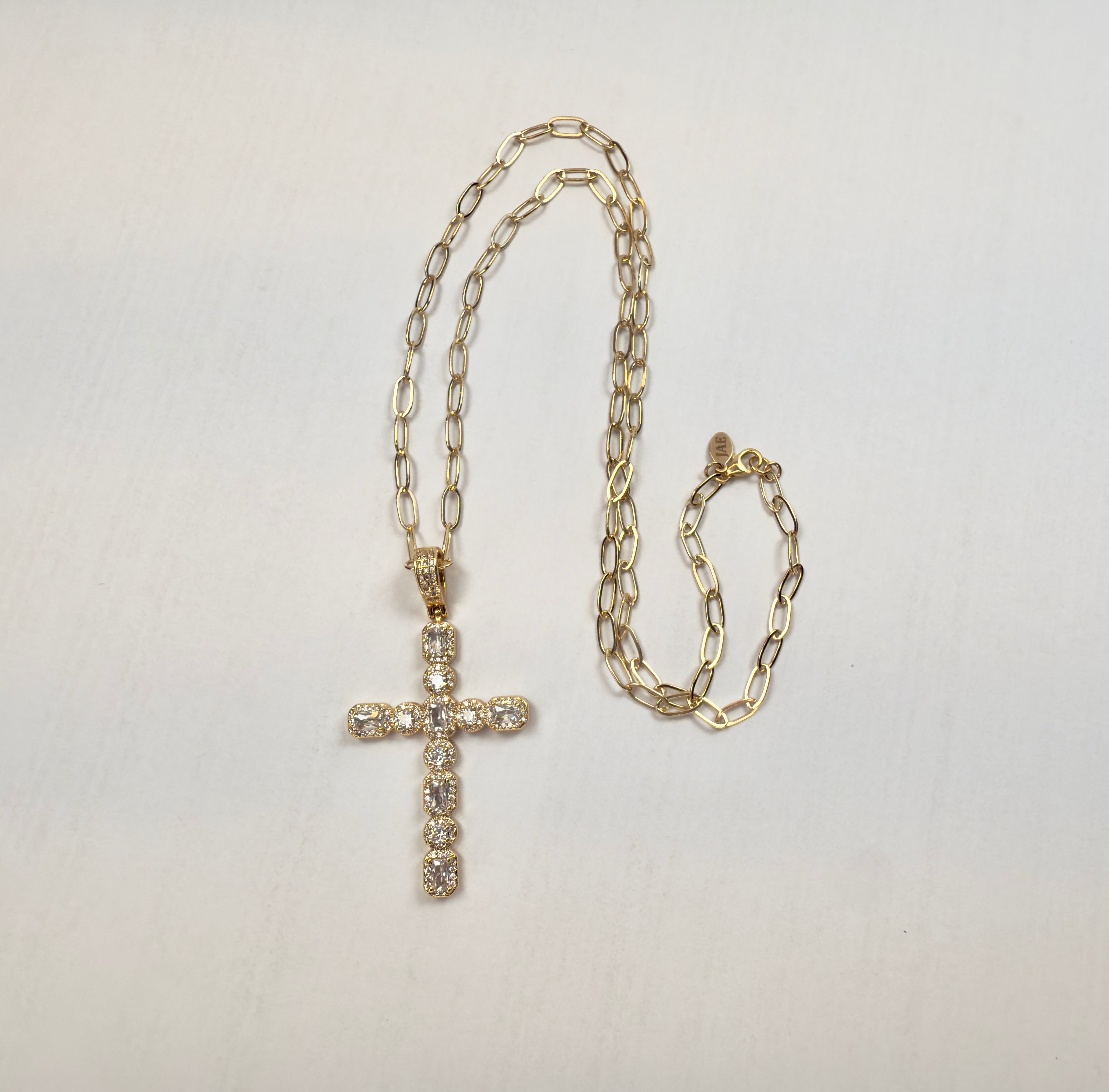 The Dionysius - Giant Cross with Cubic Zirconia Pendant Necklace