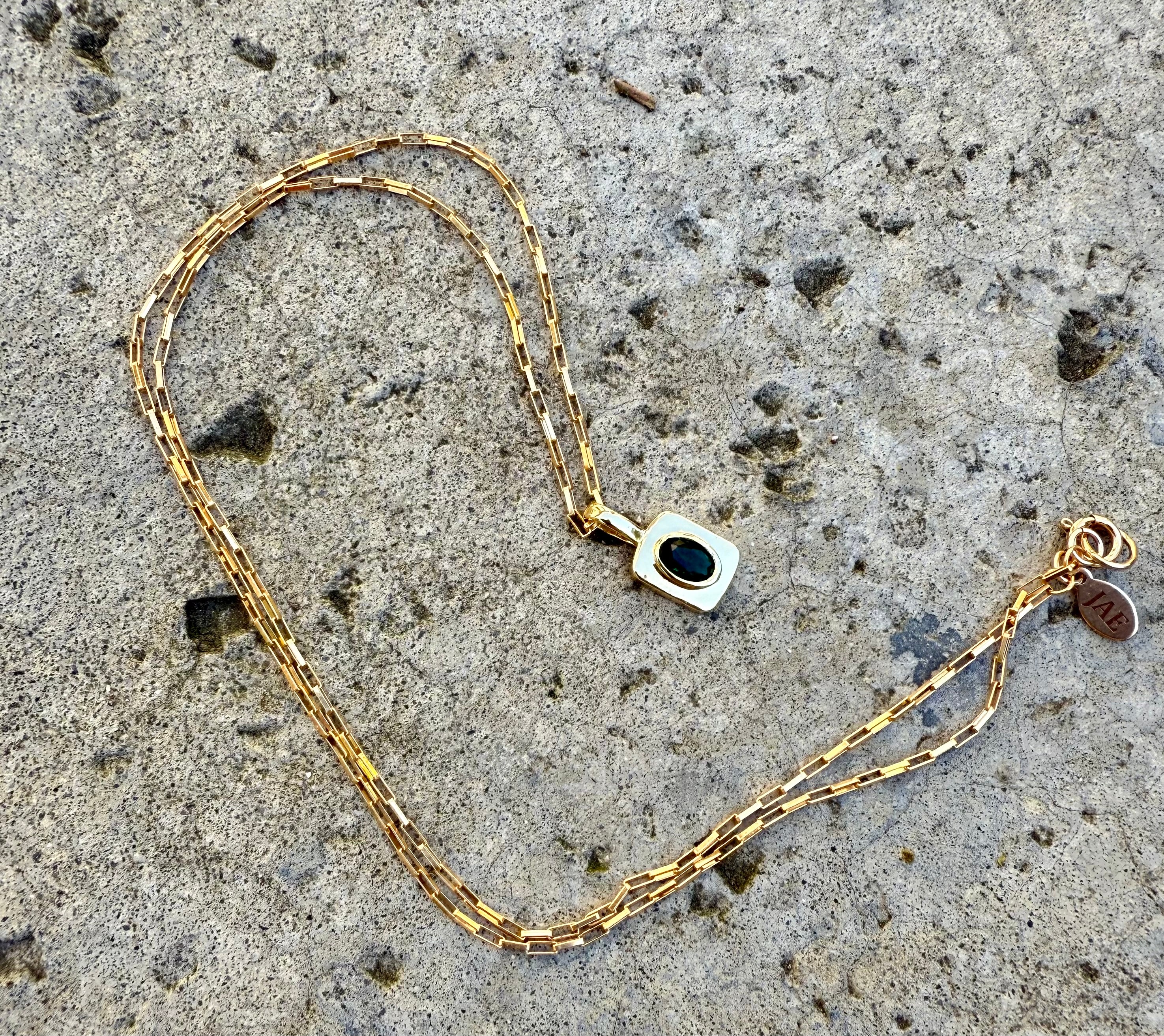 The Jean - Gold and Emerald Green Charm Necklace