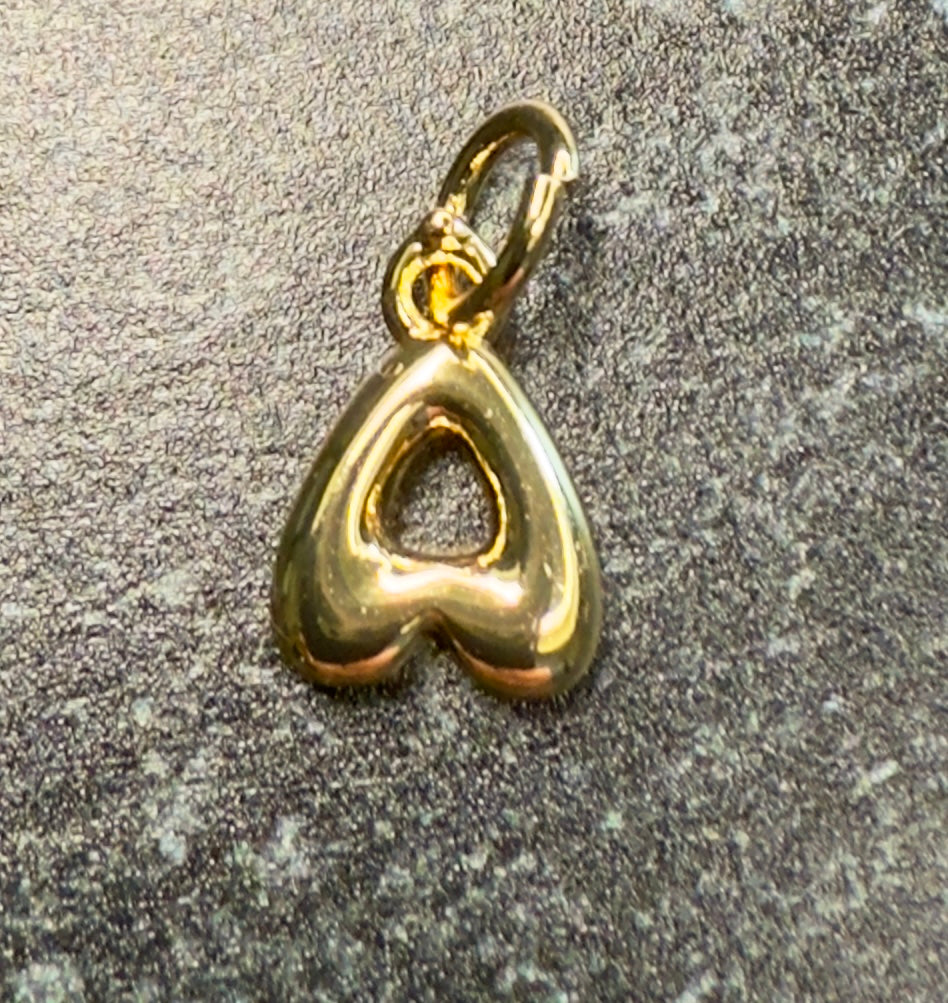 14K Gold Puff Initial Charm on a Ball Chain Necklace