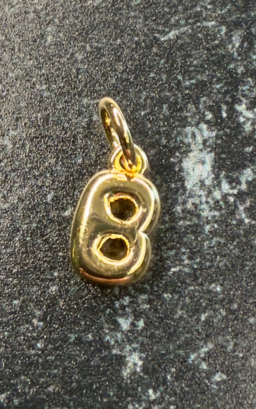 14K Gold Puff Initial Charm on a Ball Chain Necklace