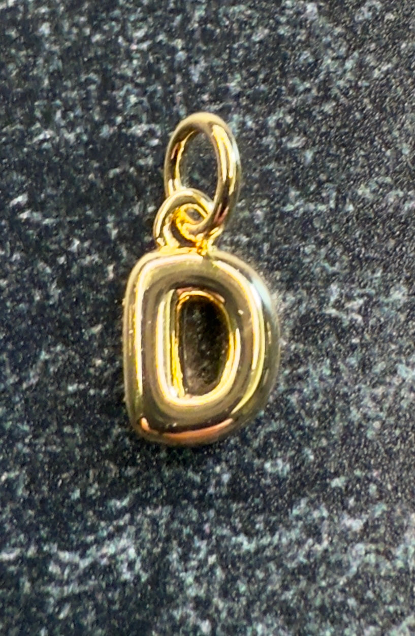 14K Gold Puff Initial Charm on a Ball Chain Necklace