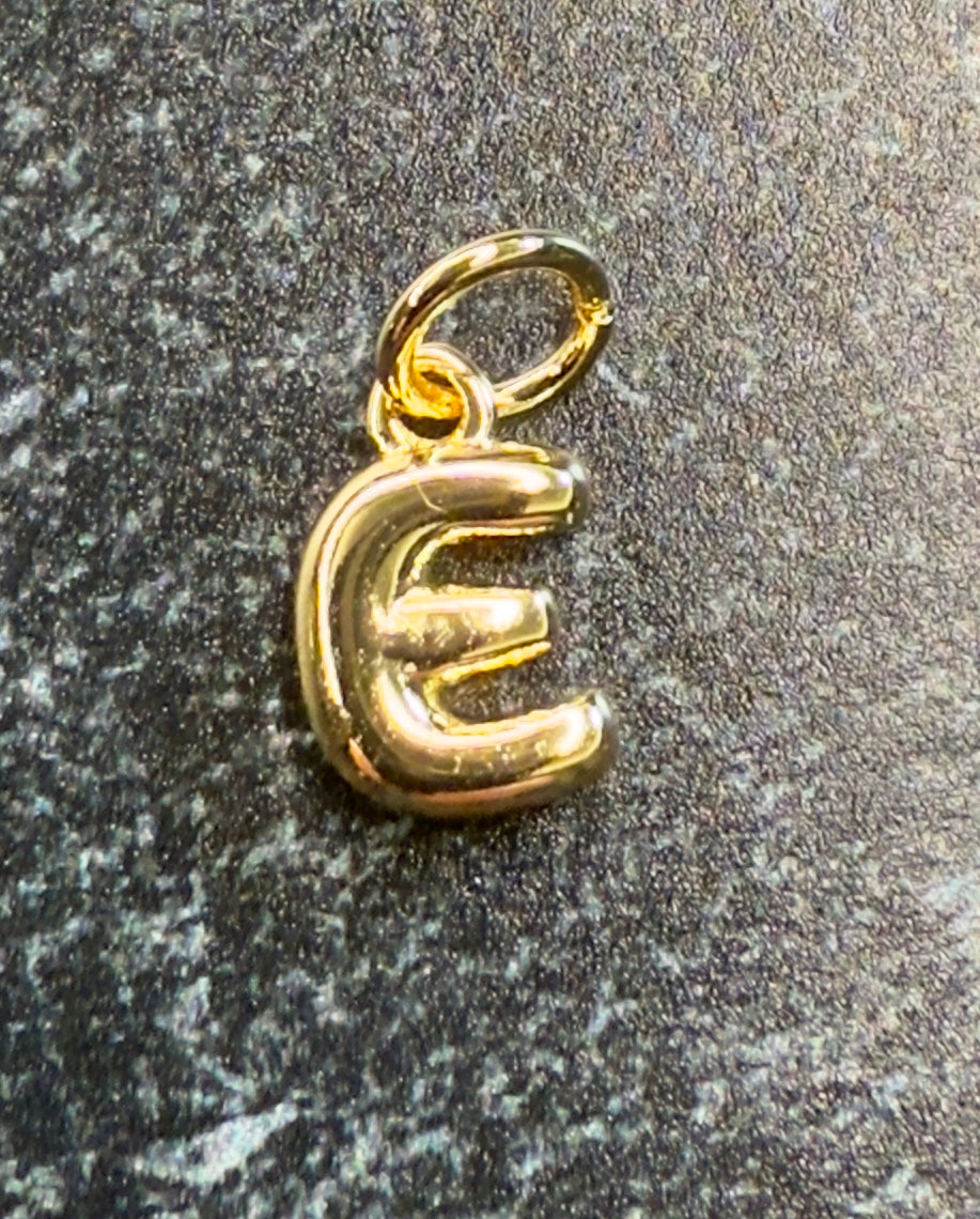 14K Gold Puff Initial Charm on a Ball Chain Necklace