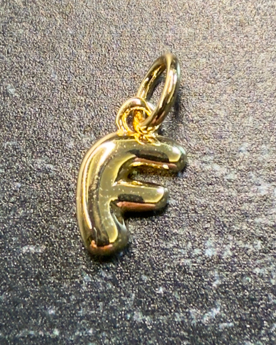 14K Gold Puff Initial Charm on a Ball Chain Necklace