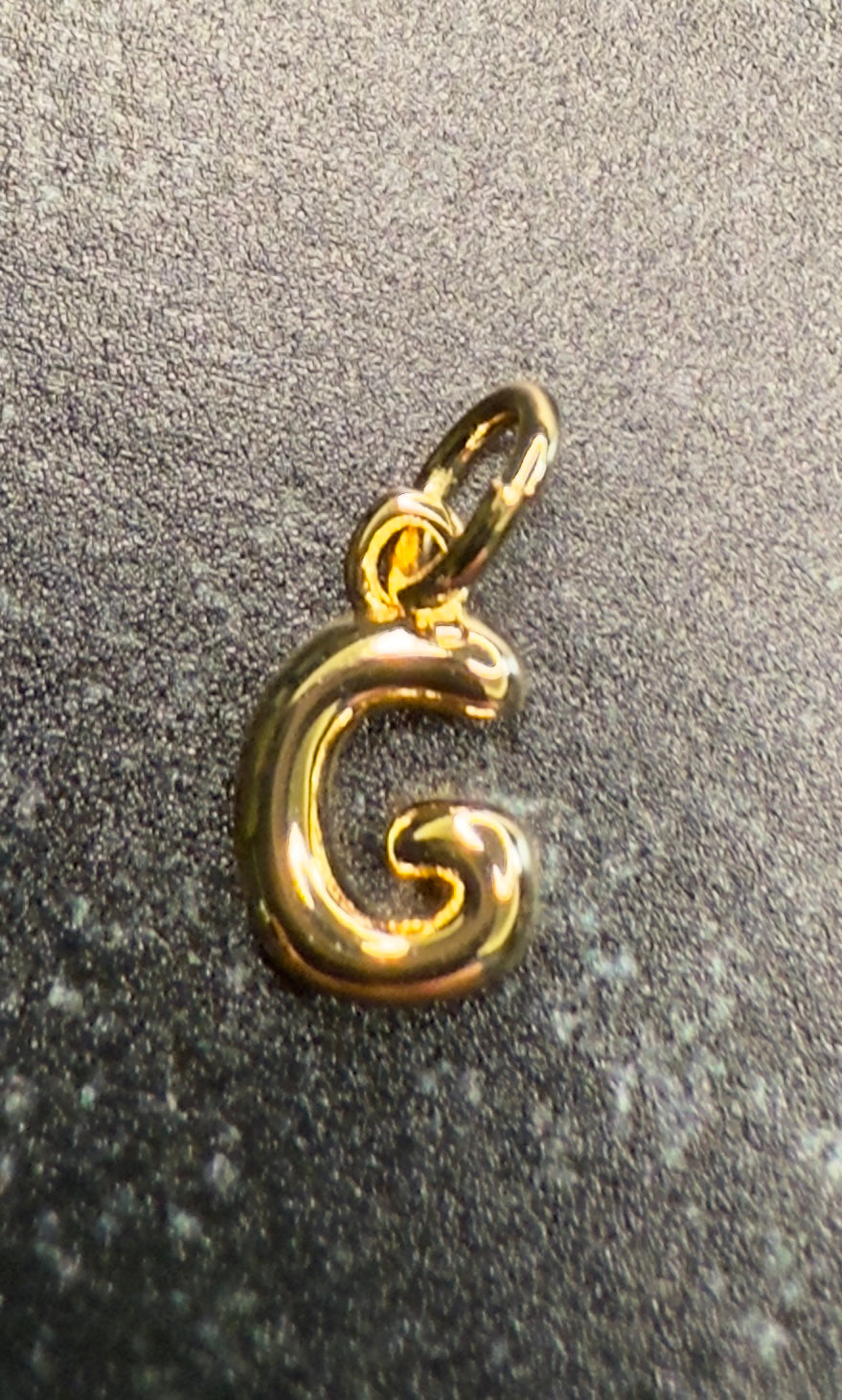 14K Gold Puff Initial Charm on a Ball Chain Necklace