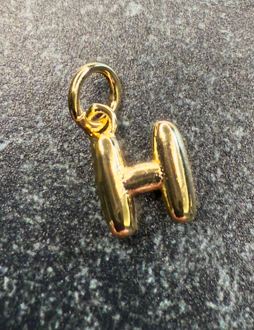 14K Gold Puff Initial Charm on a Ball Chain Necklace