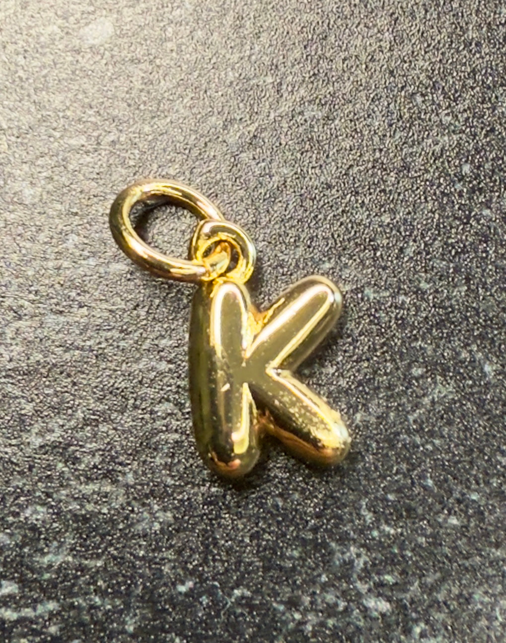 14K Gold Puff Initial Charm on a Ball Chain Necklace