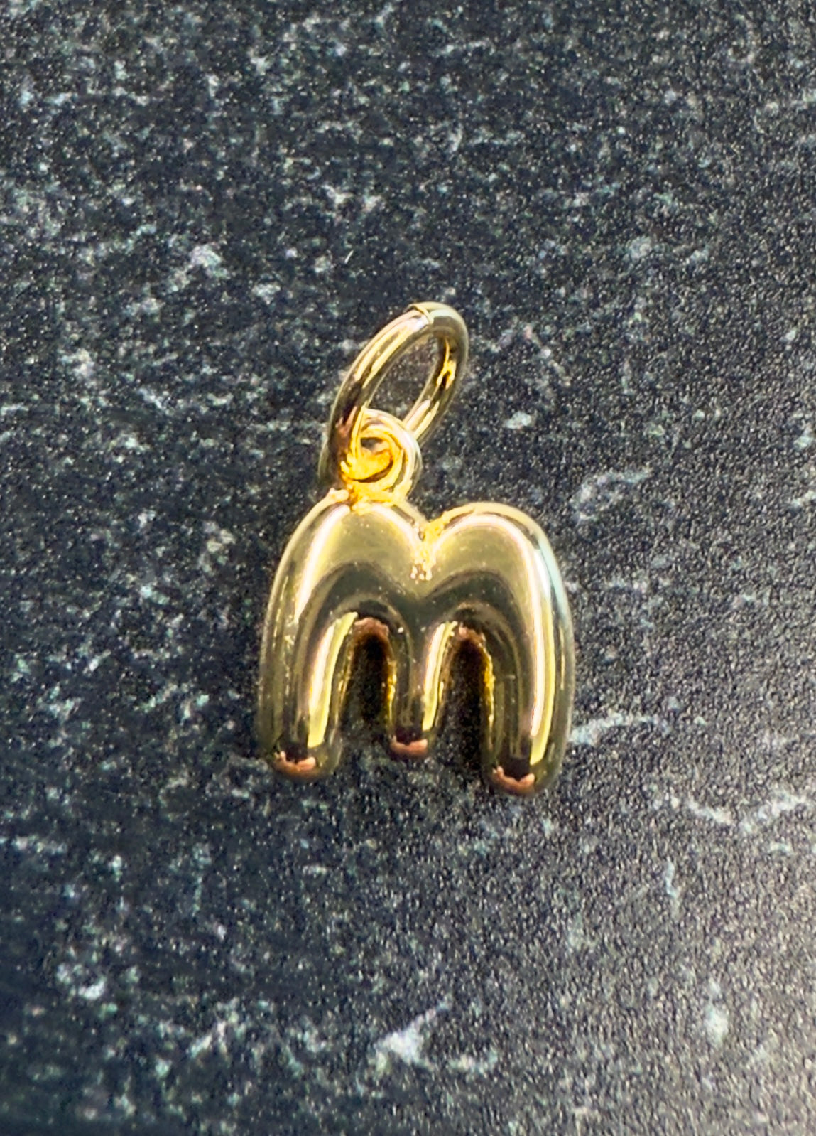 14K Gold Puff Initial Charm on a Ball Chain Necklace