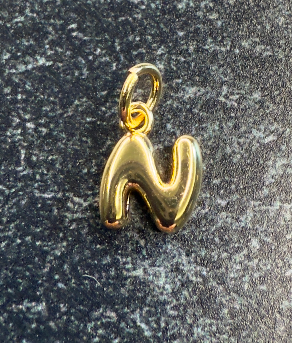 14K Gold Puff Initial Charm on a Ball Chain Necklace