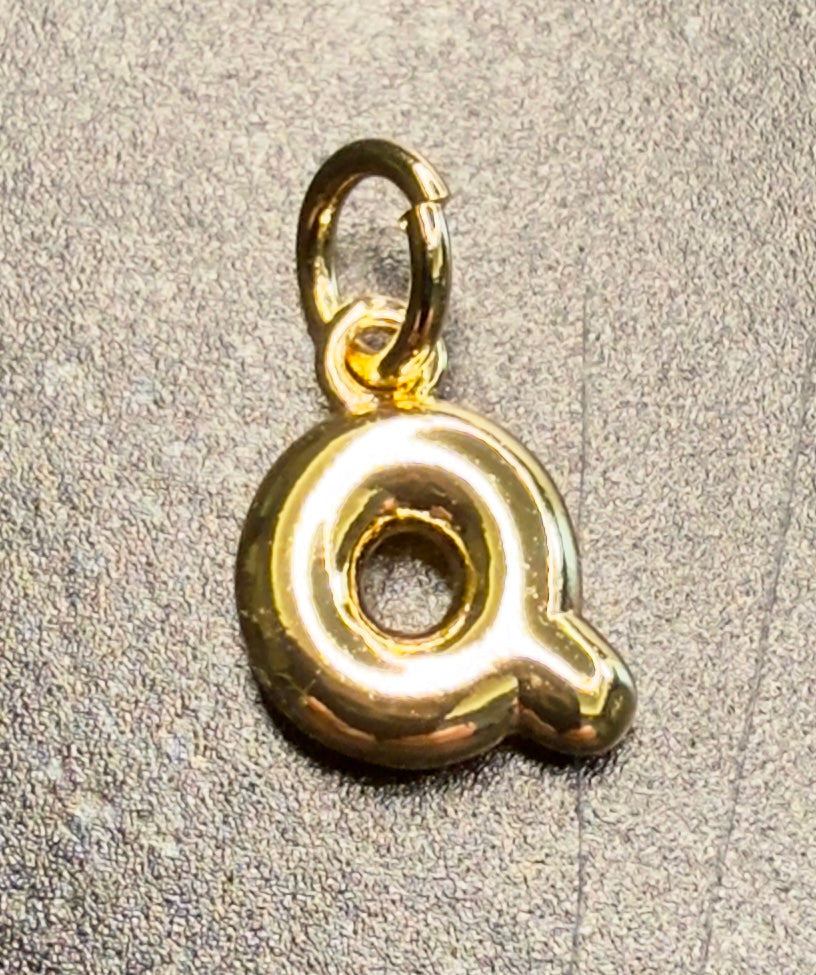 14K Gold Puff Initial Charm on a Ball Chain Necklace