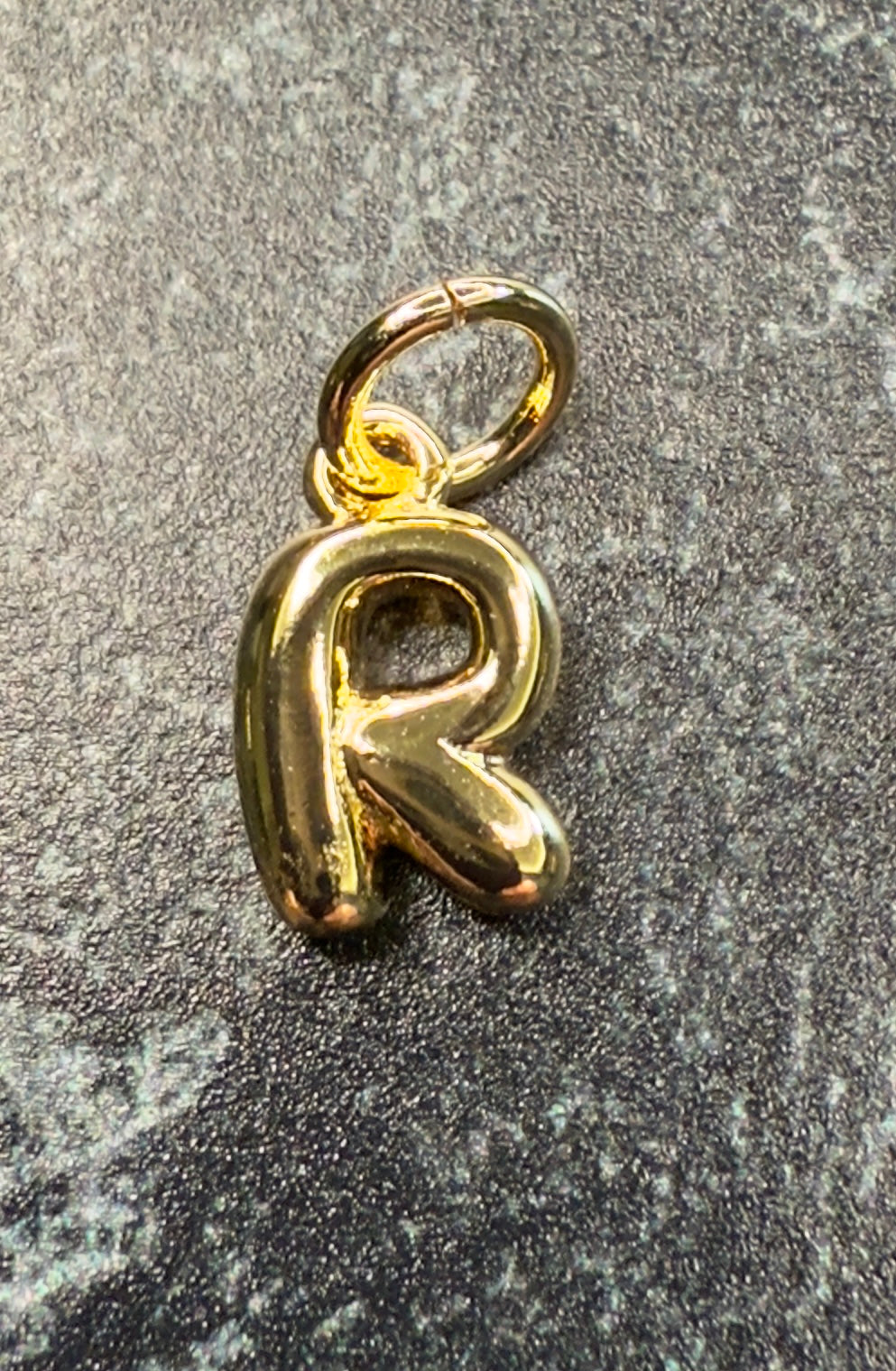 14K Gold Puff Initial Charm on a Ball Chain Necklace